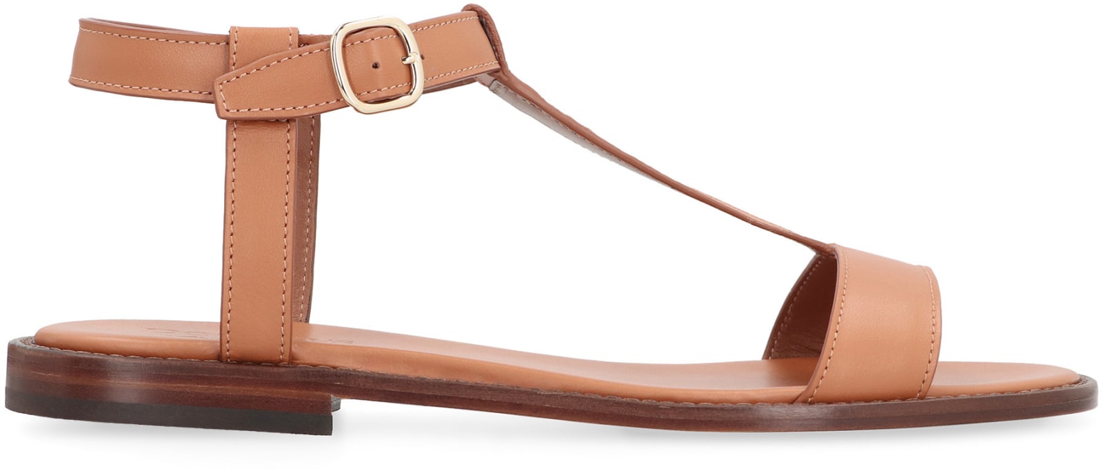 Shop Doucal's Leather Flat Sandals In Brown