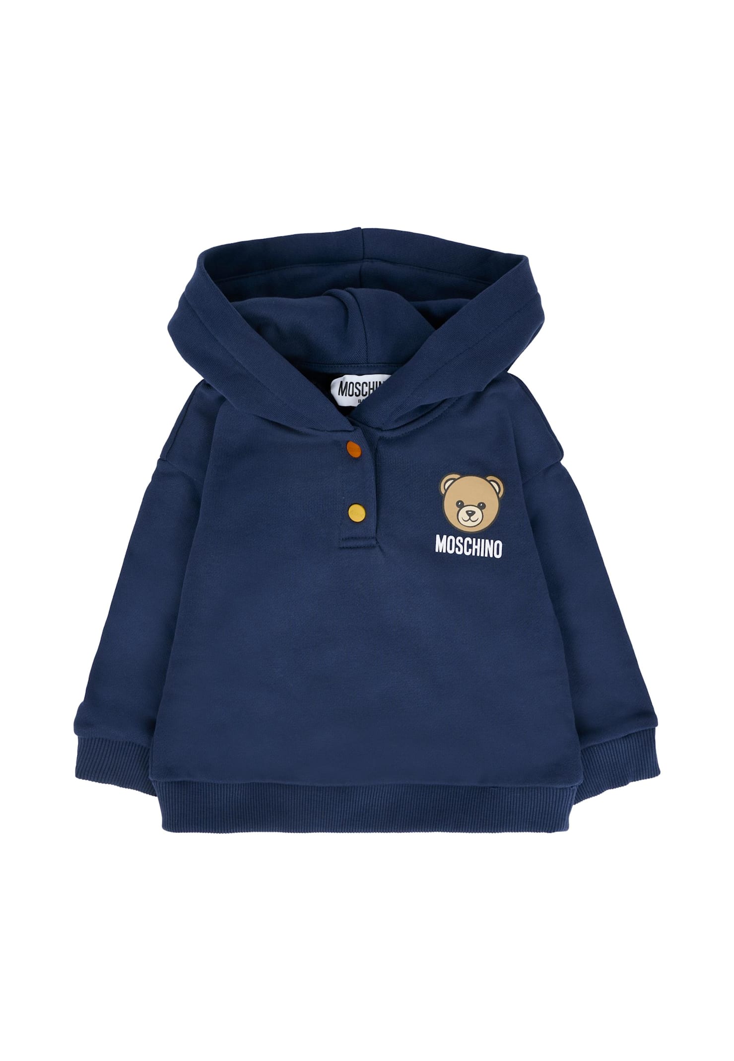 Moschino Blue Sweatshirt For Babykids With Teddy Bear And Logo In Blue