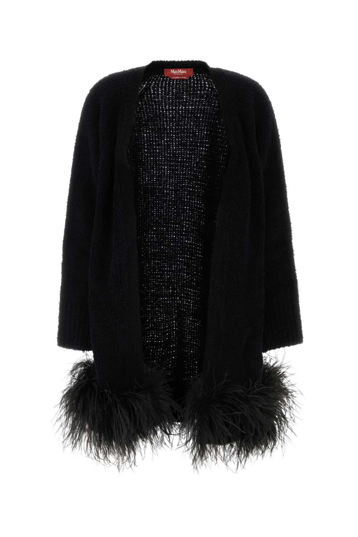 Shop Max Mara Black Wool Blend Cardigan In Nero