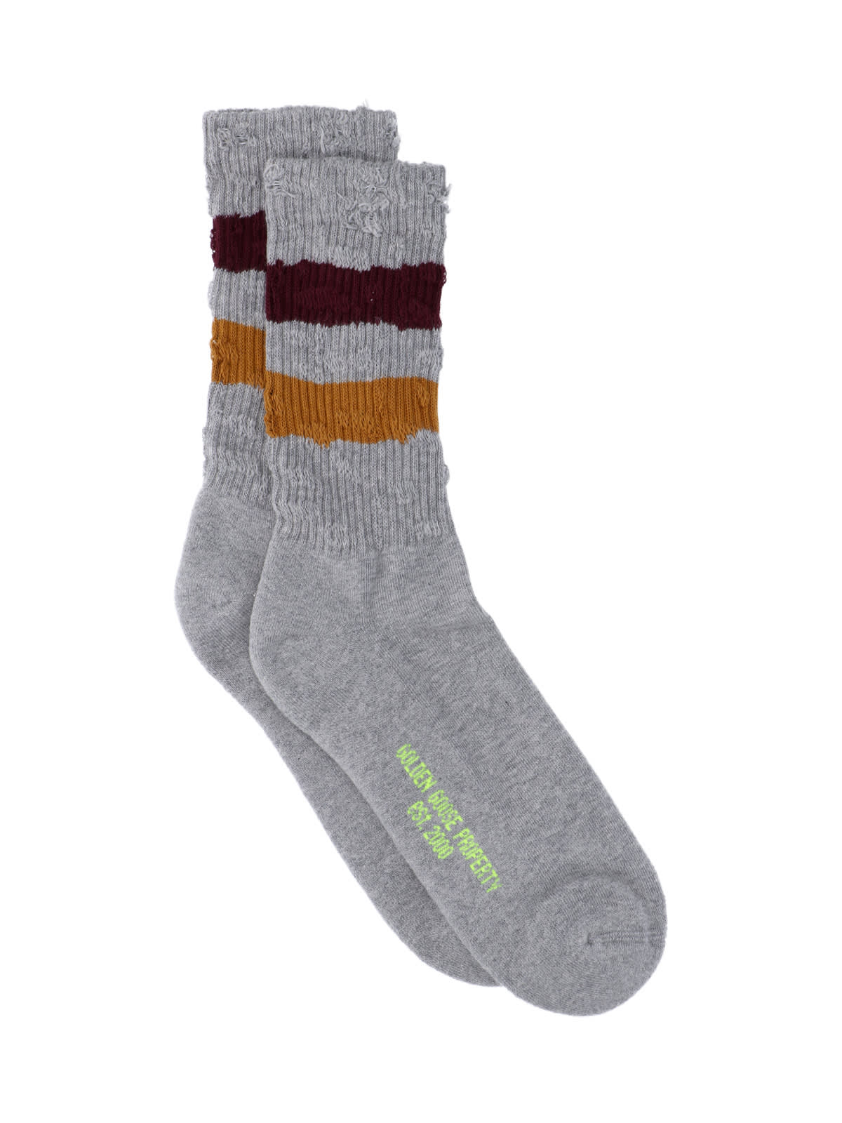 Golden Goose Striped Ribbed Socks In Grey