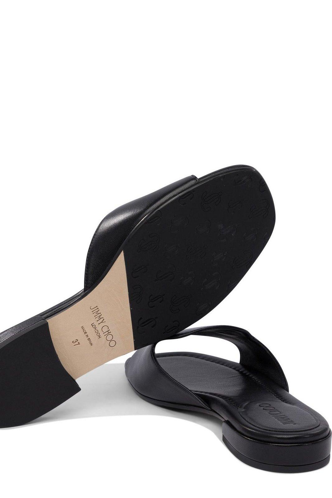 Shop Jimmy Choo Dina Logo Plaque Slides In Black