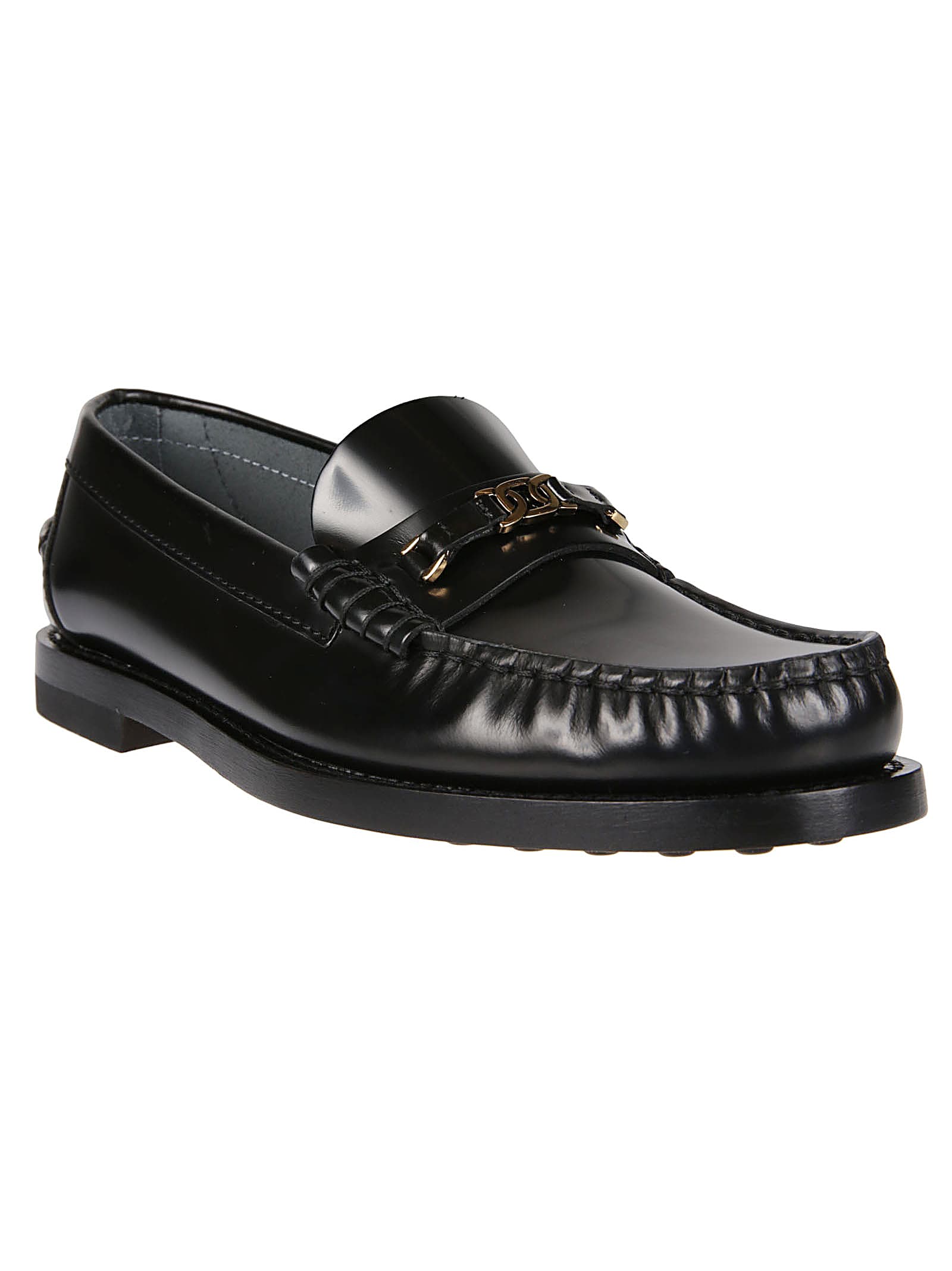 Shop Tod's 34l Chain Loafers In Nero