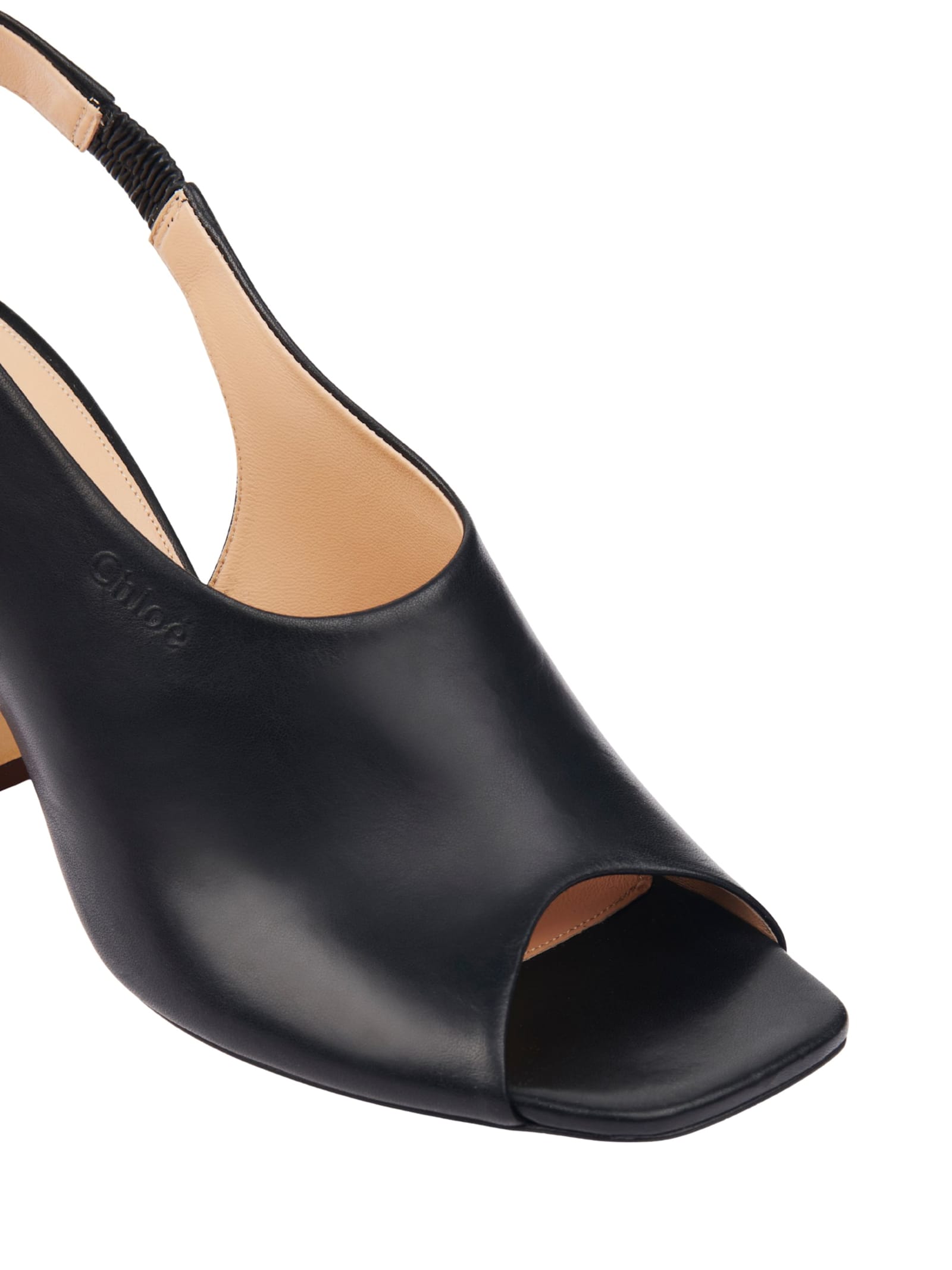 Chloé Chloe Janis 80 Leather Slingback Sandals In Black
