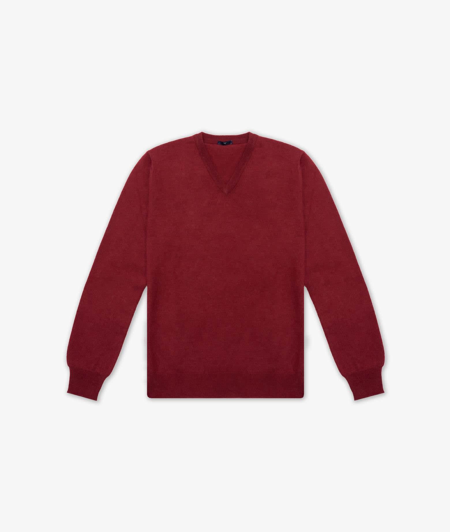Larusmiani V-neck Sweater Bachelor Sweater In Dark Red