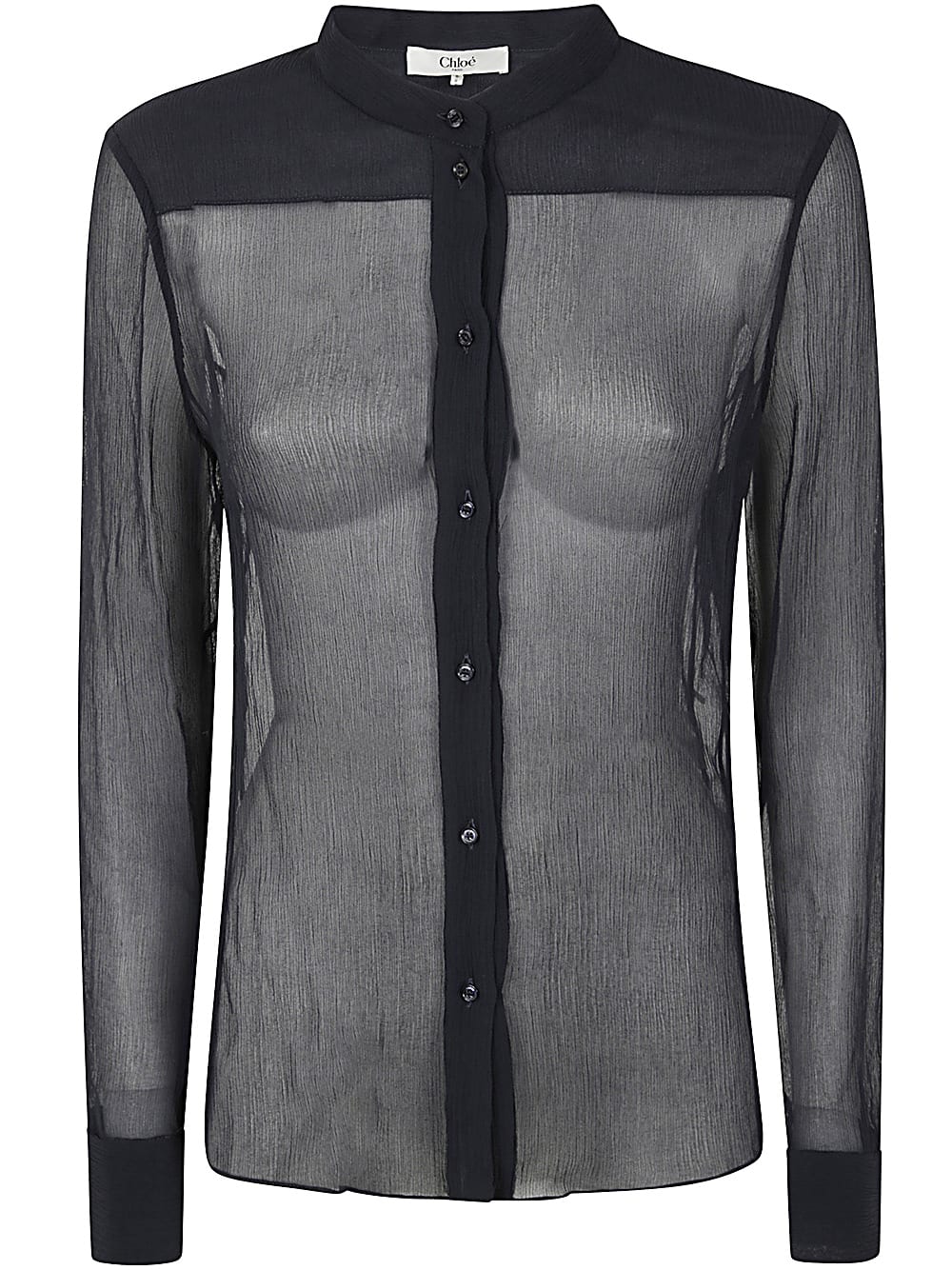 Shop Chloé Silk Crepon Shirt In Q Graphite Blue