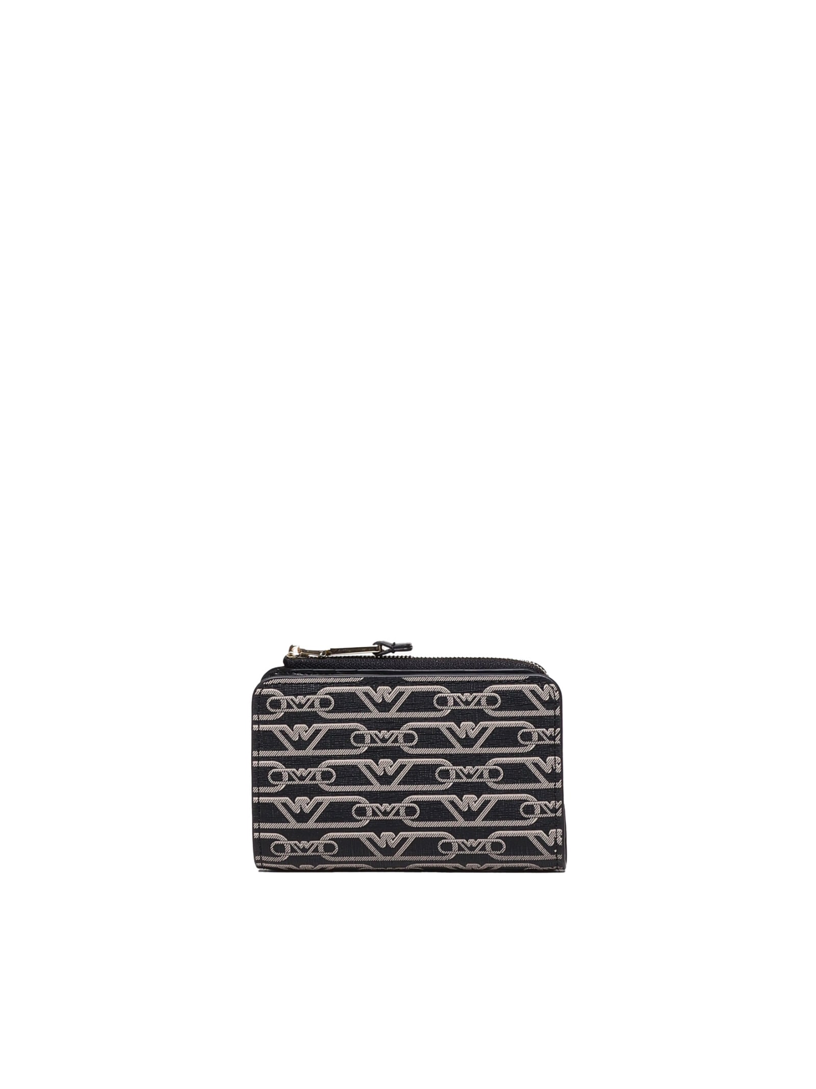Wallet With Zip In Fabric With Jacquard Logo