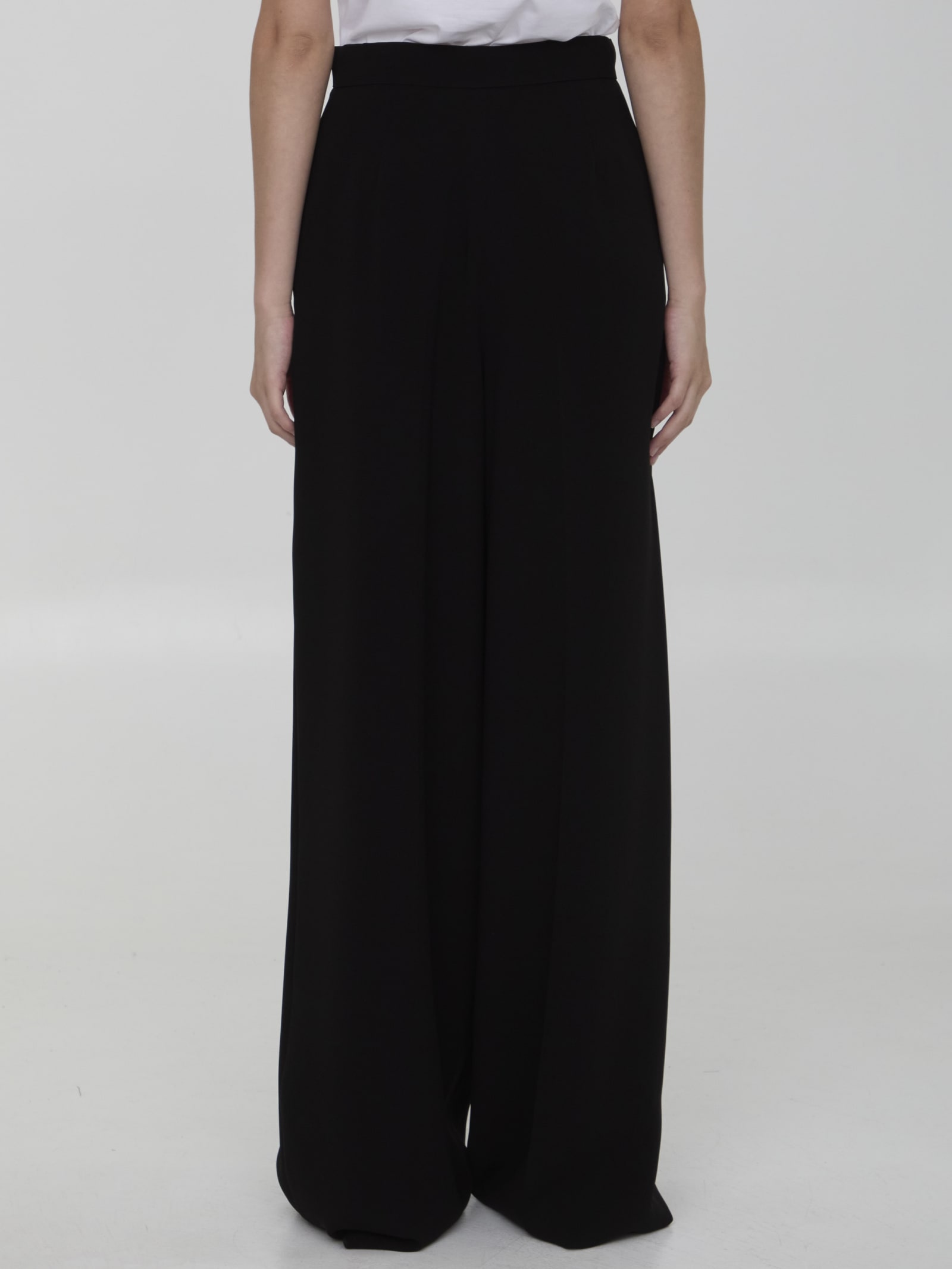 Shop Max Mara Lino Trousers In Black