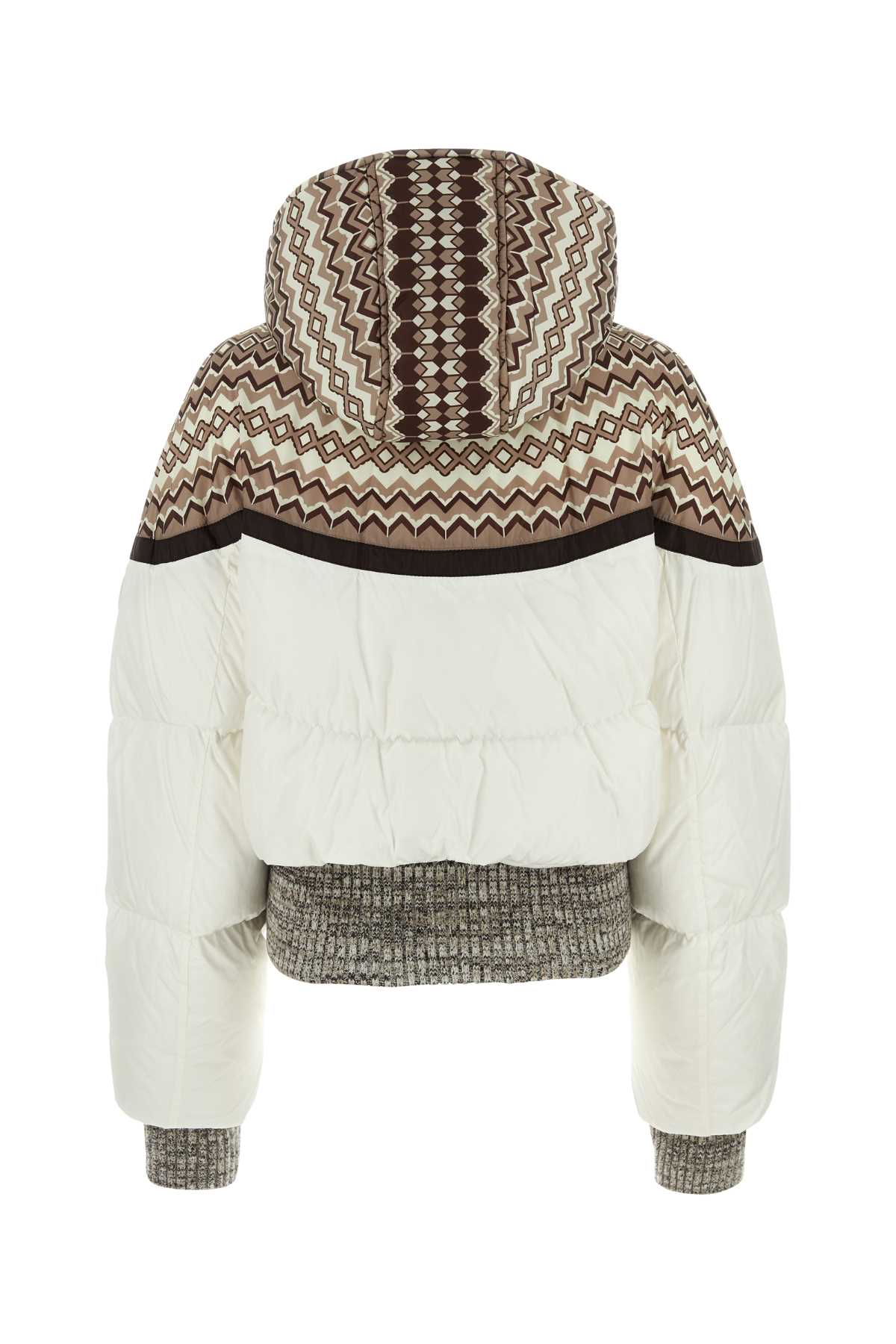 Shop Chloé Two-tone Nylon Down Jacket In Multicolorbrown1