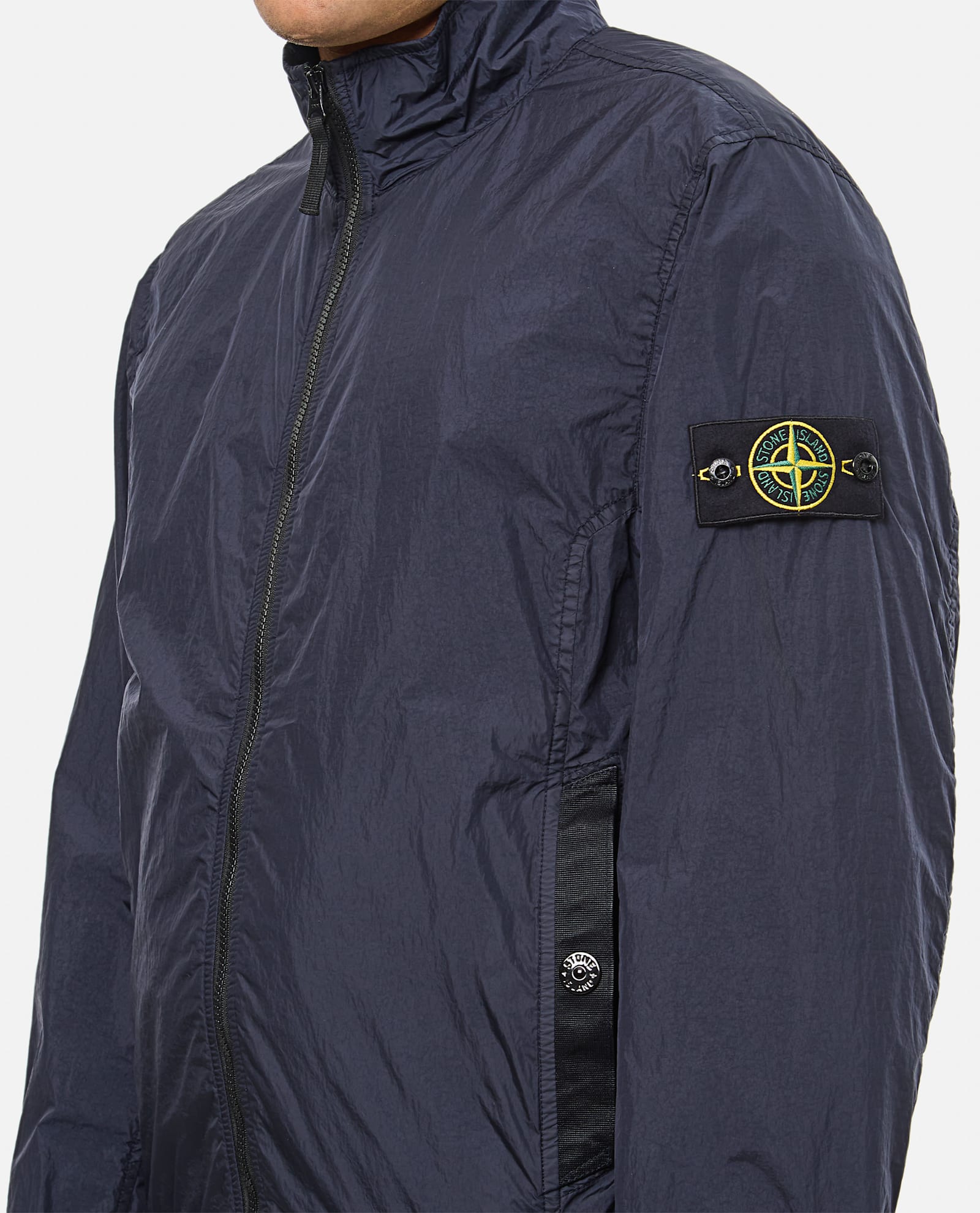 Stone Island Crinkle Bomber Elastic Cuffs In Blue