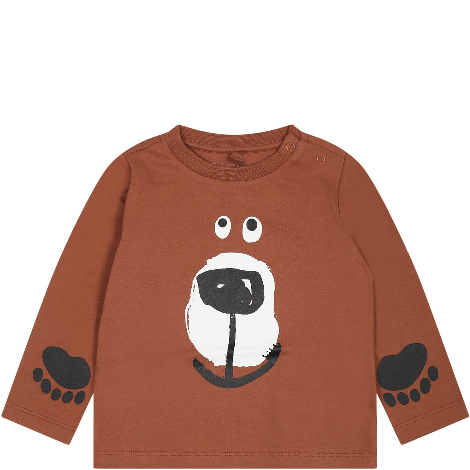 Stella Mccartney Brown T-shirt For Baby Boy With Print