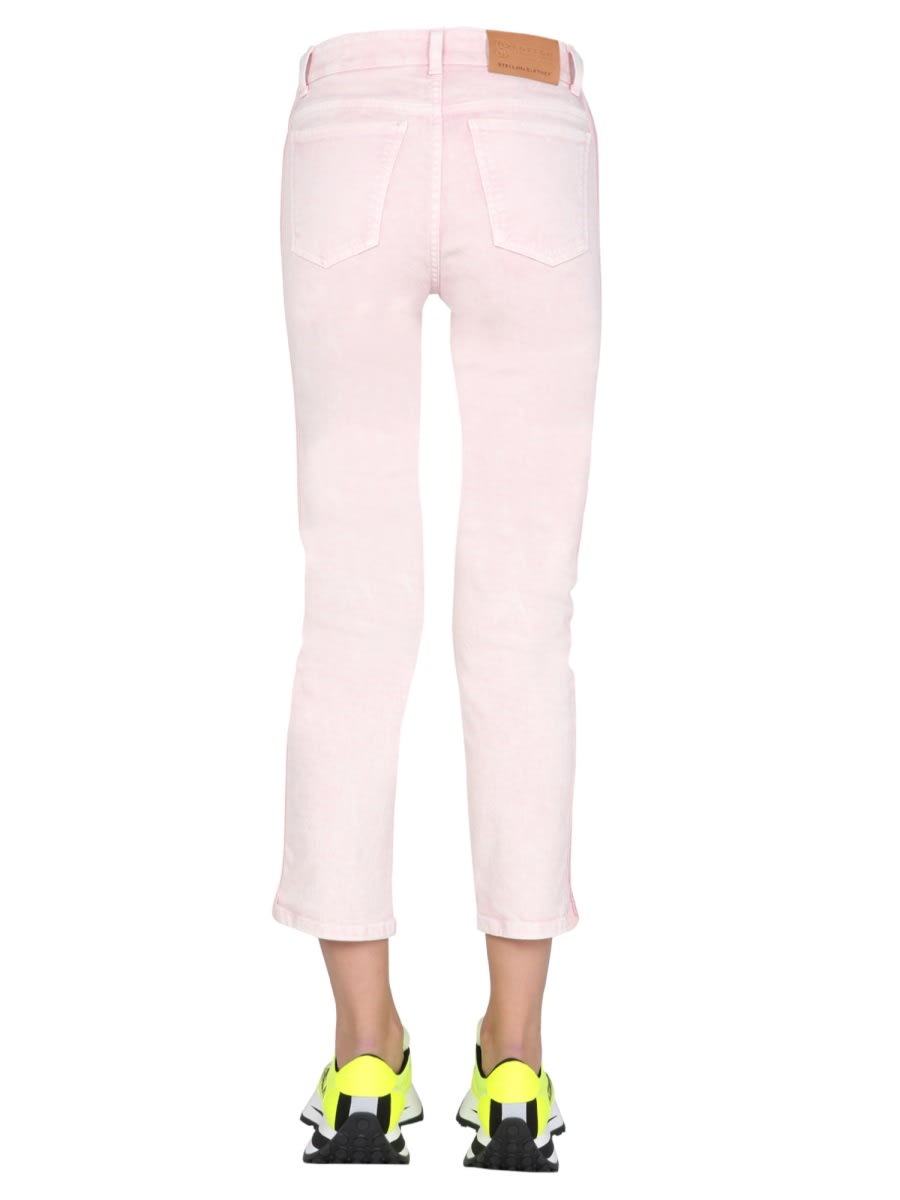 Shop Stella Mccartney Jeans With Logo Bands In Beige