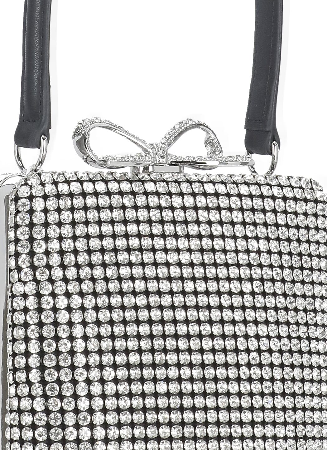 Self-portrait Crystal-embellished Fishnet Top Handle Bag In Gray