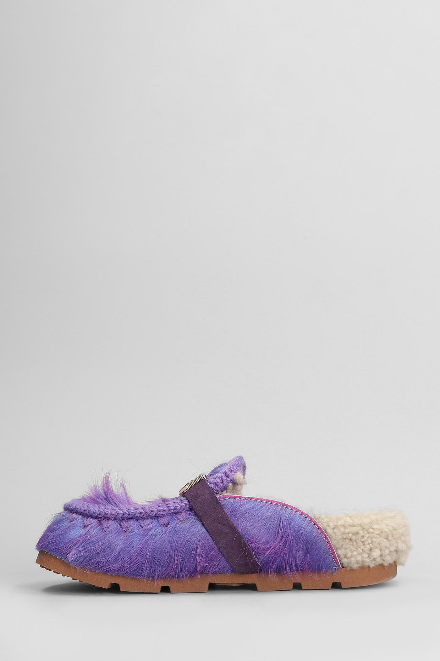 MOU LONG HAIR PONY SLIPPER-MULE IN VIOLA PONY SKIN