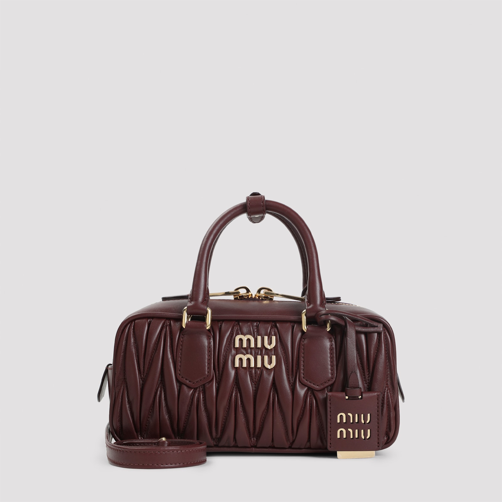 Miu Miu Lamb Leather Quilted Shoulder Bag In Burgundy