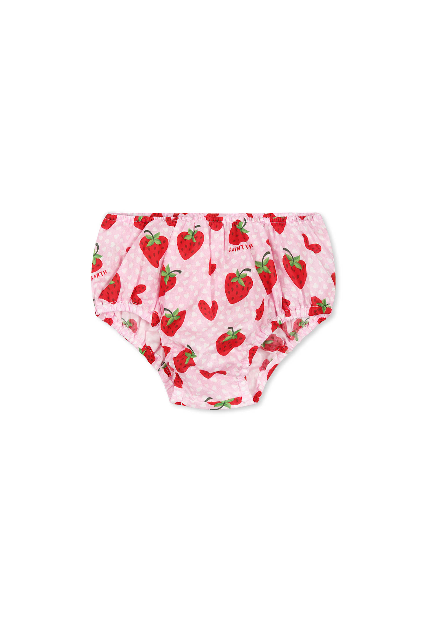 Mc2 Saint Barth Pink Briefs For Baby Girl With Strawberry Print In Pink