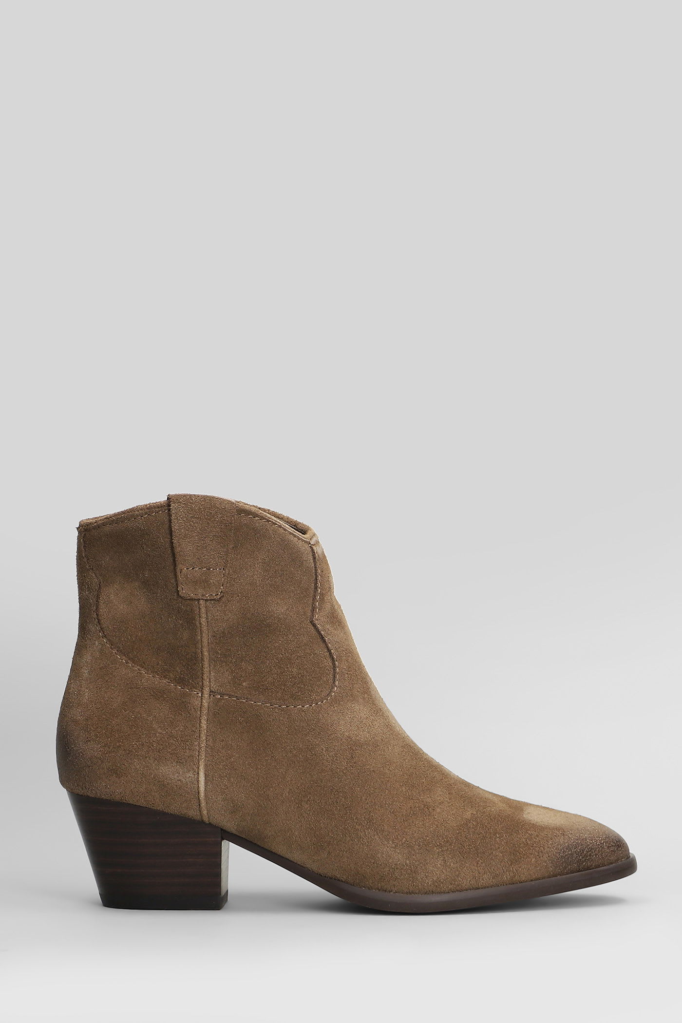Fame Texan Ankle Boots In Taupe Suede