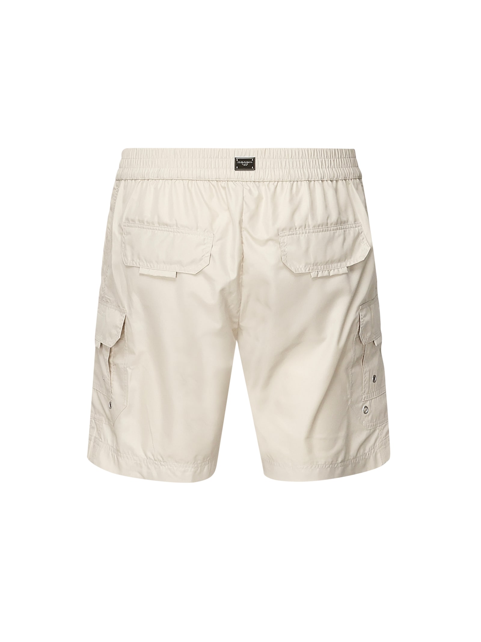 Dolce & Gabbana Nylon Swim Trunks Elastic Waistband In Beige