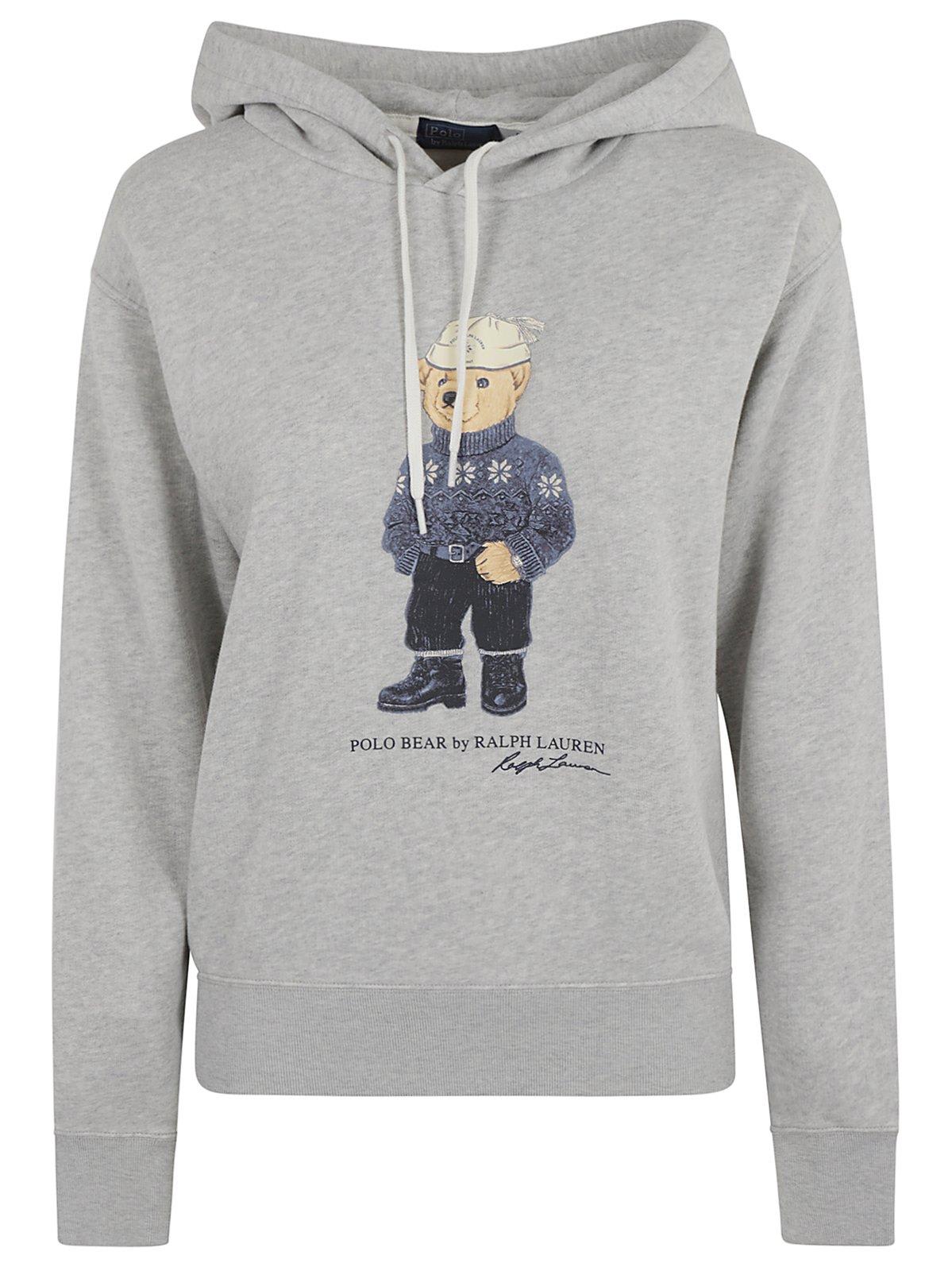 Polo Bear Printed Drawstring Hoodie