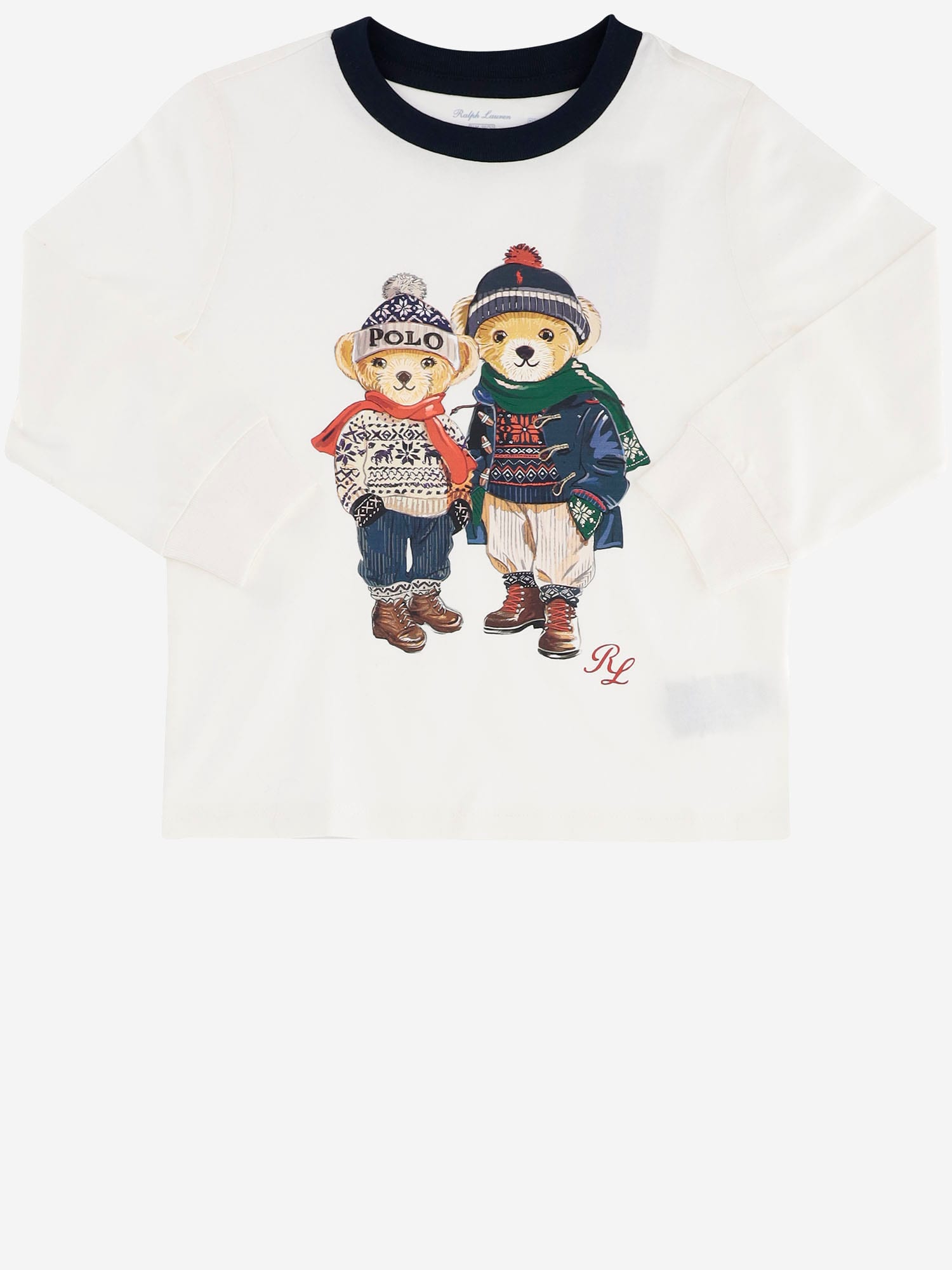 Polo Ralph Lauren Cotton T-shirt With Polo Bear Pattern In Nevis