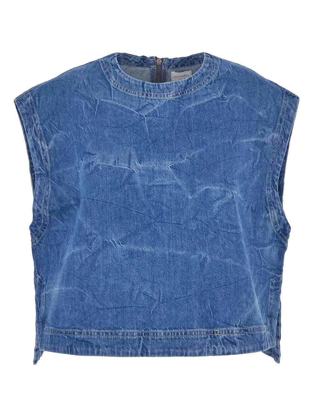 Shop Closed Denim Sleeveless Top In Mid Blue
