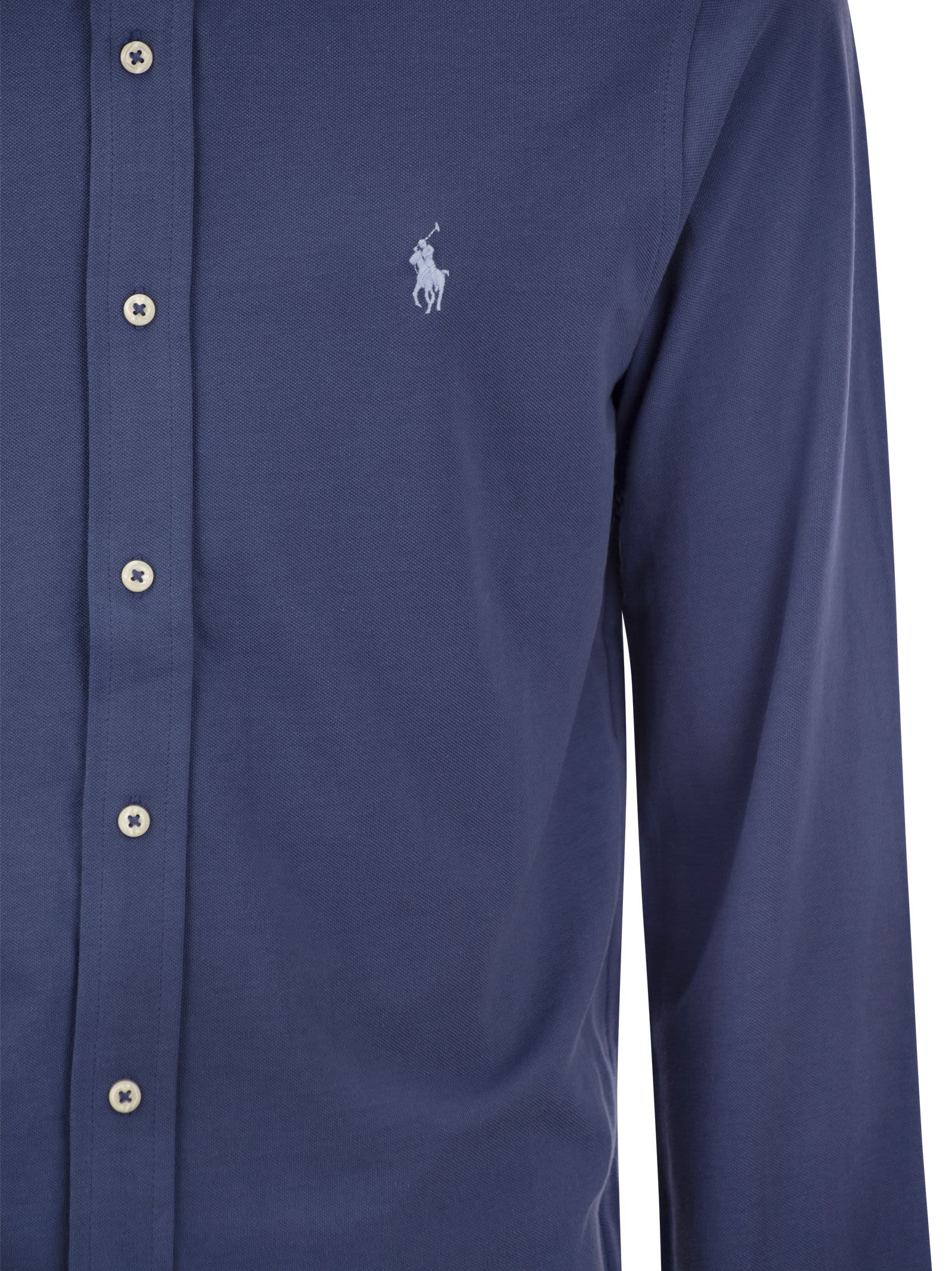 Shop Polo Ralph Lauren Ultralight Pique Shirt In Old Royal