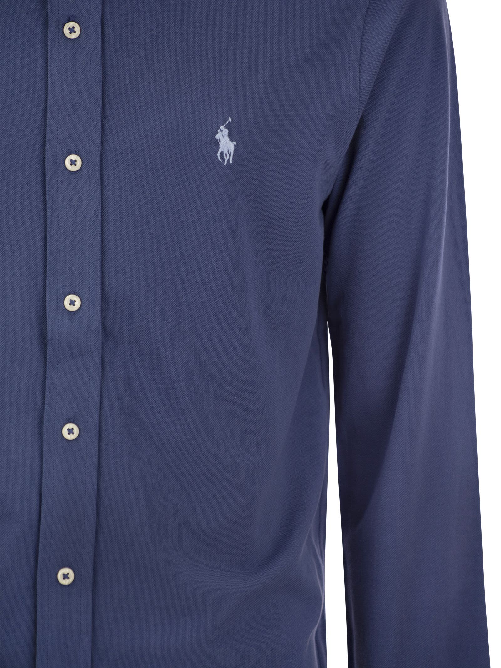 Shop Polo Ralph Lauren Ultralight Pique Shirt In Avio