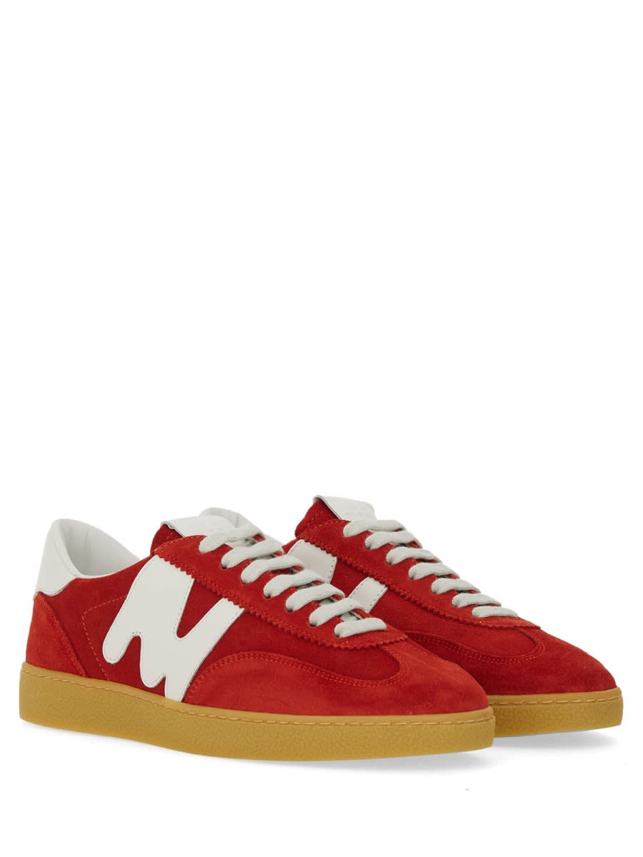 Msgm Retro Low-top Suede Sneaker With Contrast Sole In Red