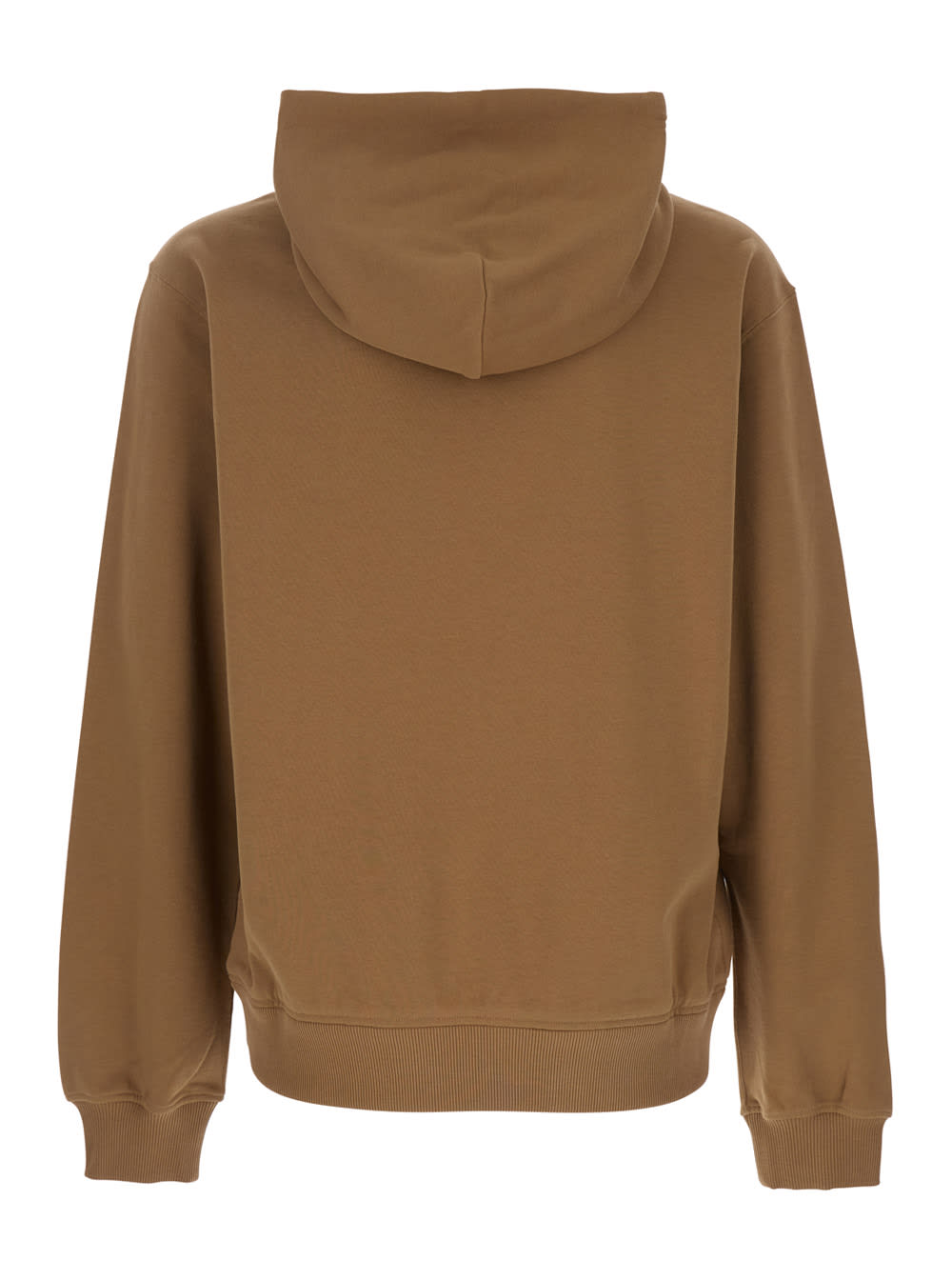 Dolce & Gabbana Beige Hoodie With Drawstring Hood And Logo Patch On The Front In Beige