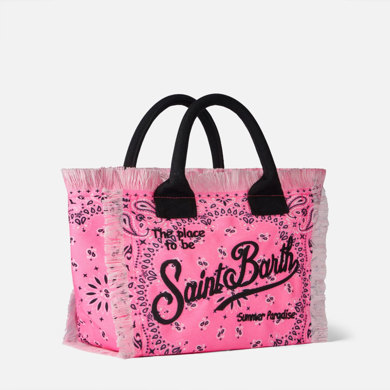 MC2 SAINT BARTH COLETTE FLUO PINK HANDBAG WITH BANDANNA PRINT