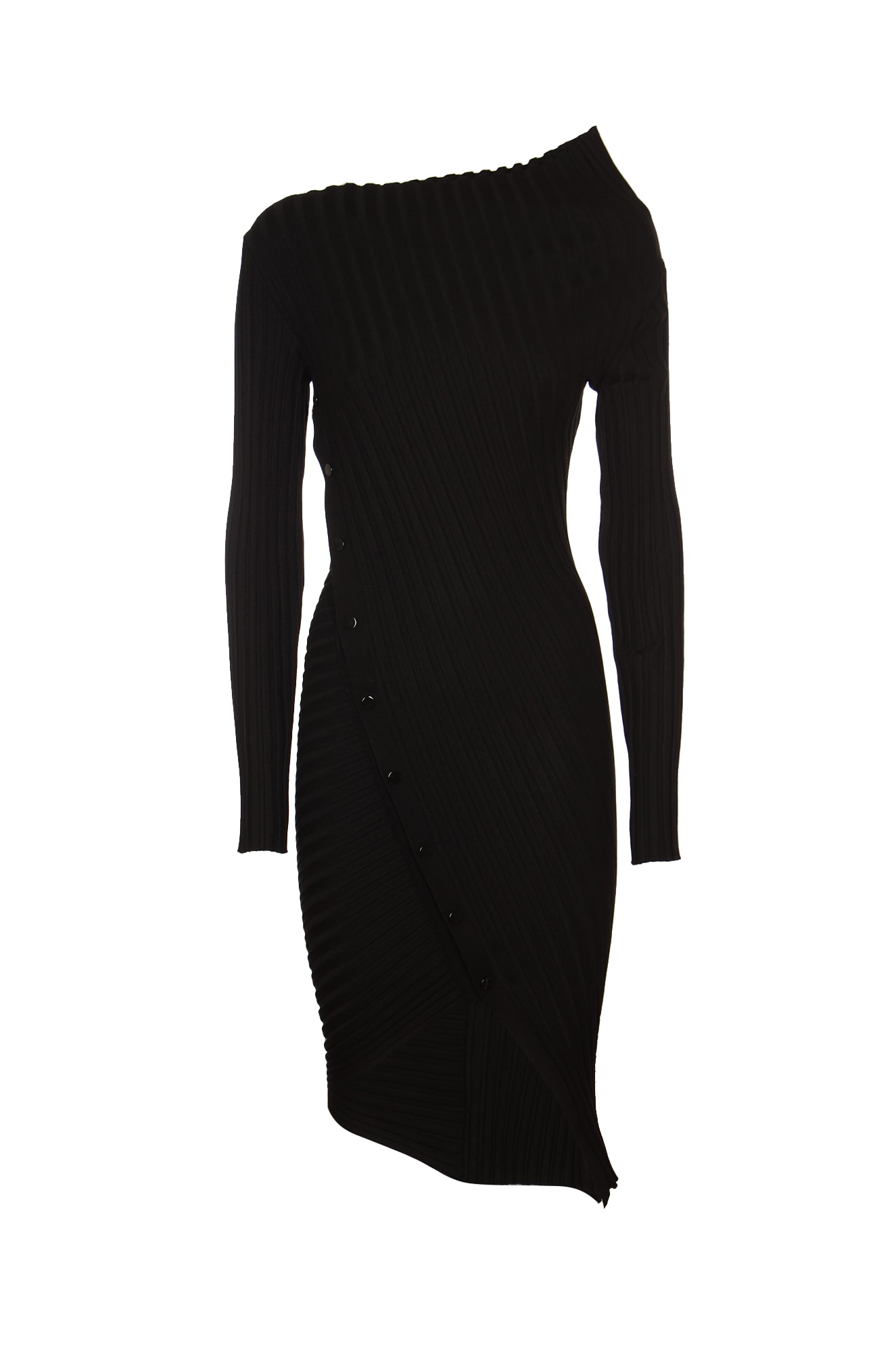 Shop Philosophy Di Lorenzo Serafini Ribbed Draped Dress In Black