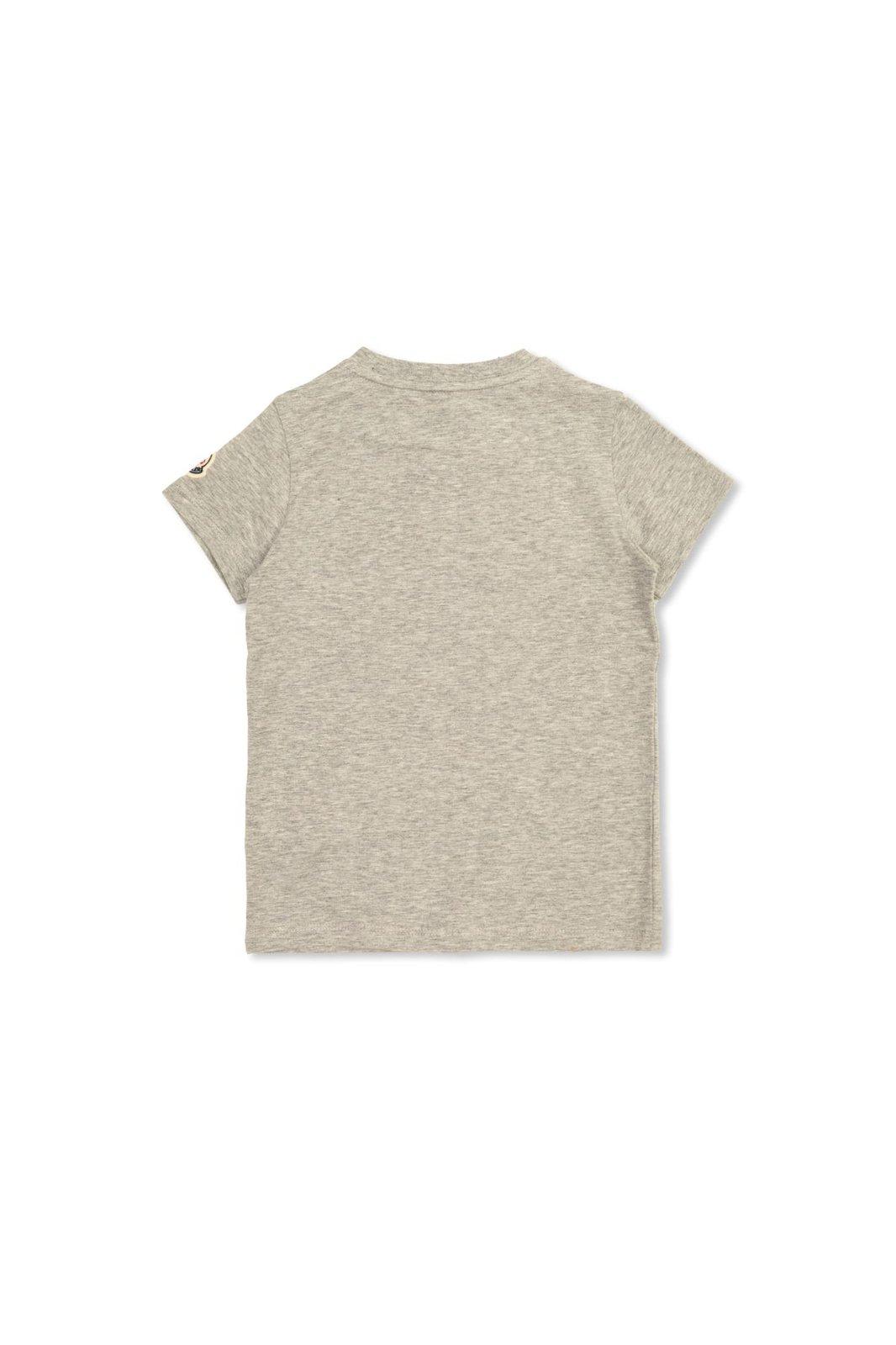 Shop Moncler Logo Printed Crewneck T-shirt In Grey