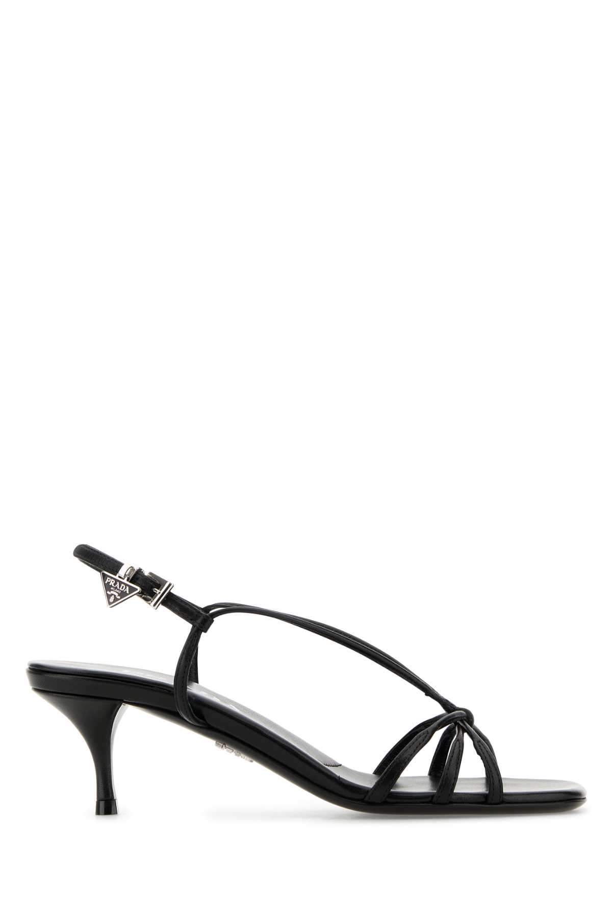 Shop Prada Black Leather Sandals In Nero