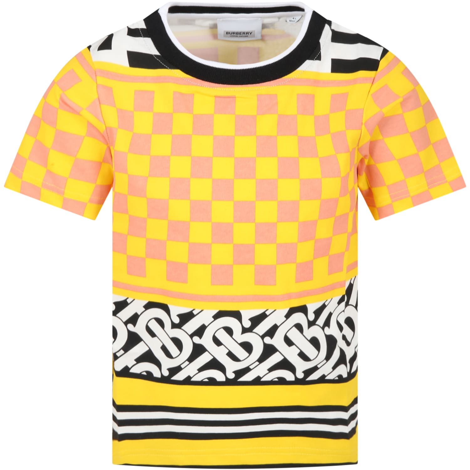 Burberry Multicolor T-shirt For Kids With Iconic Prints