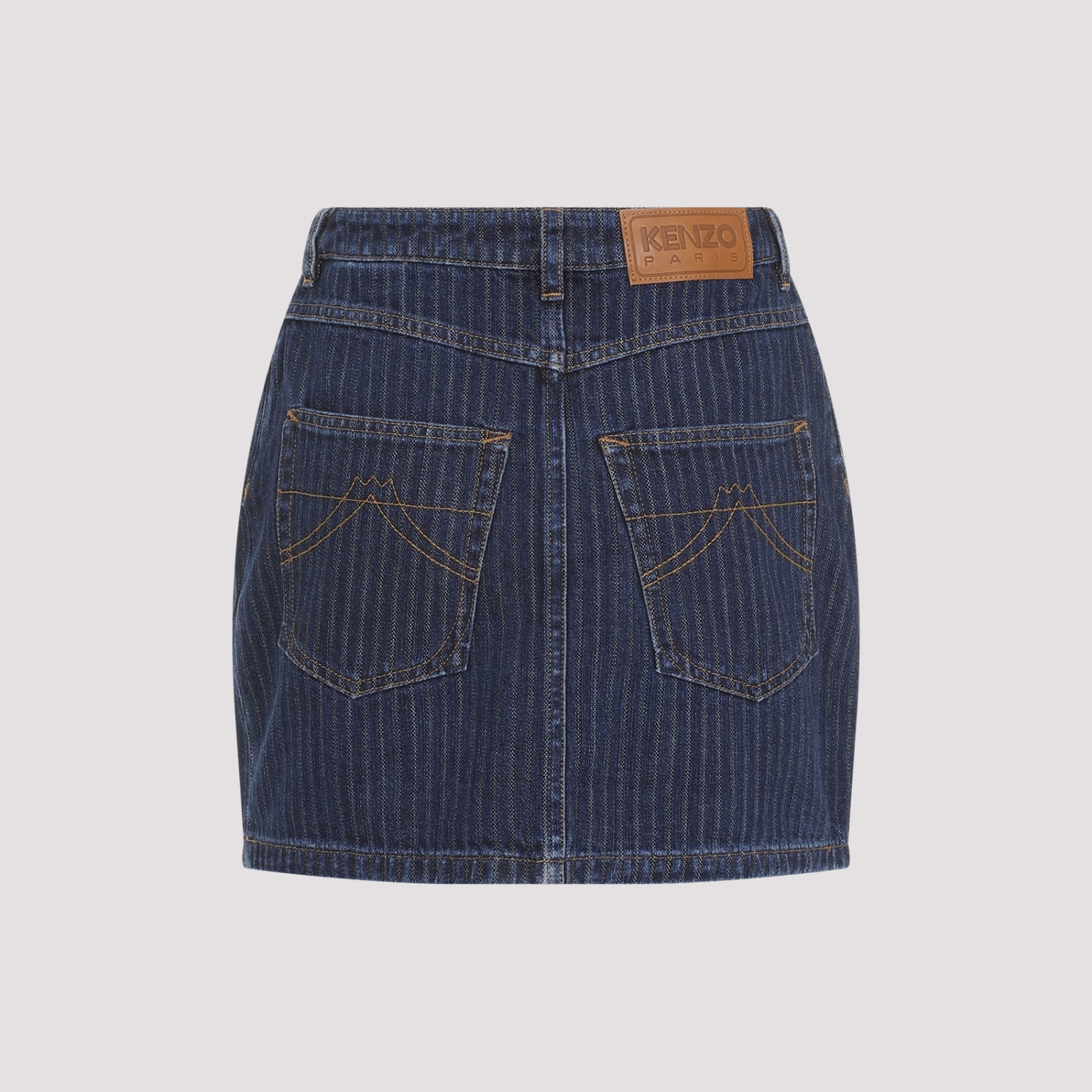 Shop Kenzo Stripped Jacquard Mini Skirt In Dd Dark Stone Blue