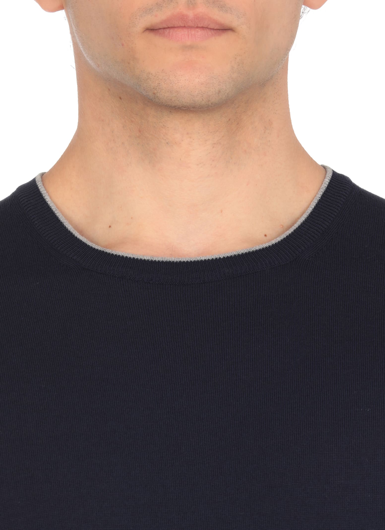Fay Round Neck Pullover Sweater In Blue
