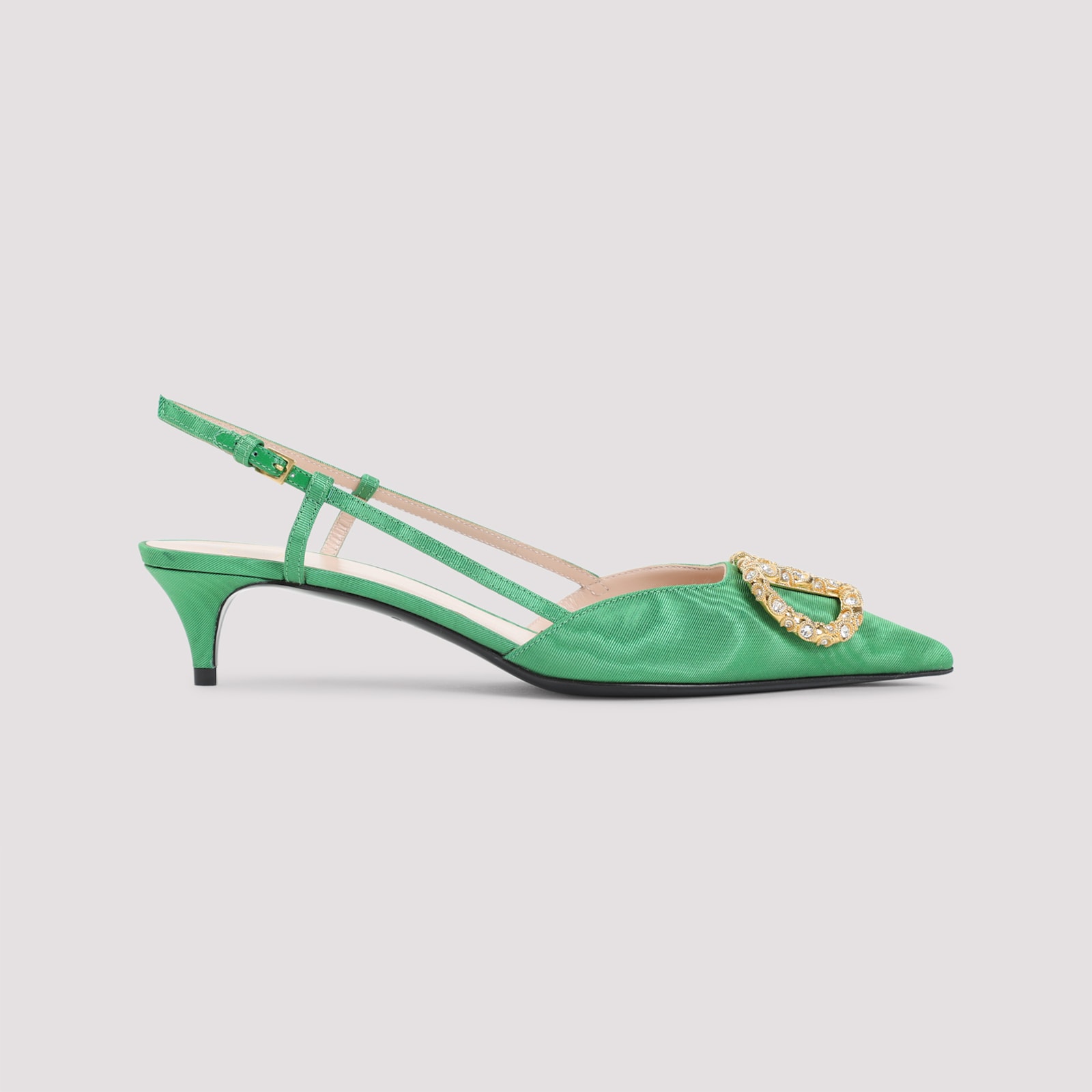 Valentino 45mm Crystal-embellishment Slingback Pumps In Green