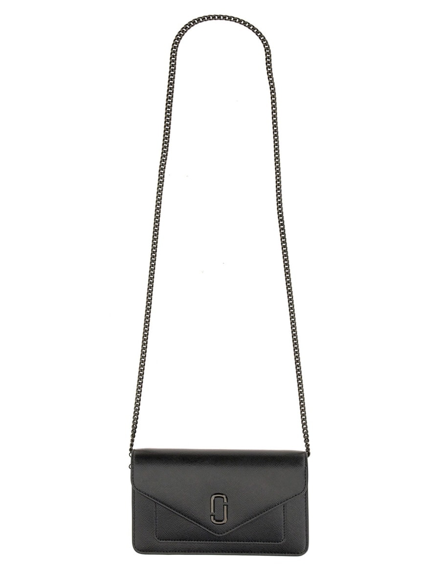 Shop Marc Jacobs The Longshot Shoulder Strap Wallet In Black