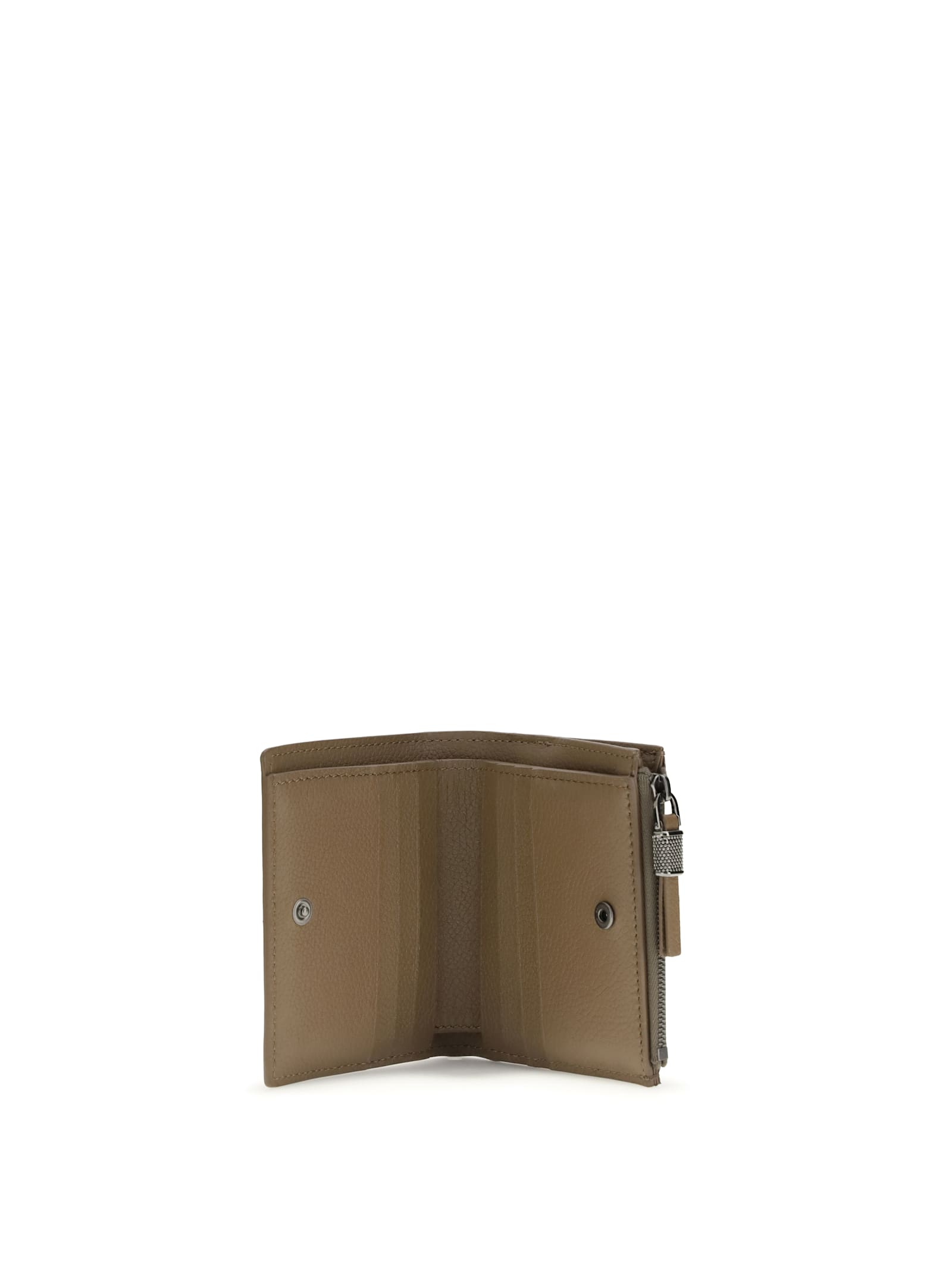 Brunello Cucinelli Beige Calf Leather Bos Taurus Wallet In Brown