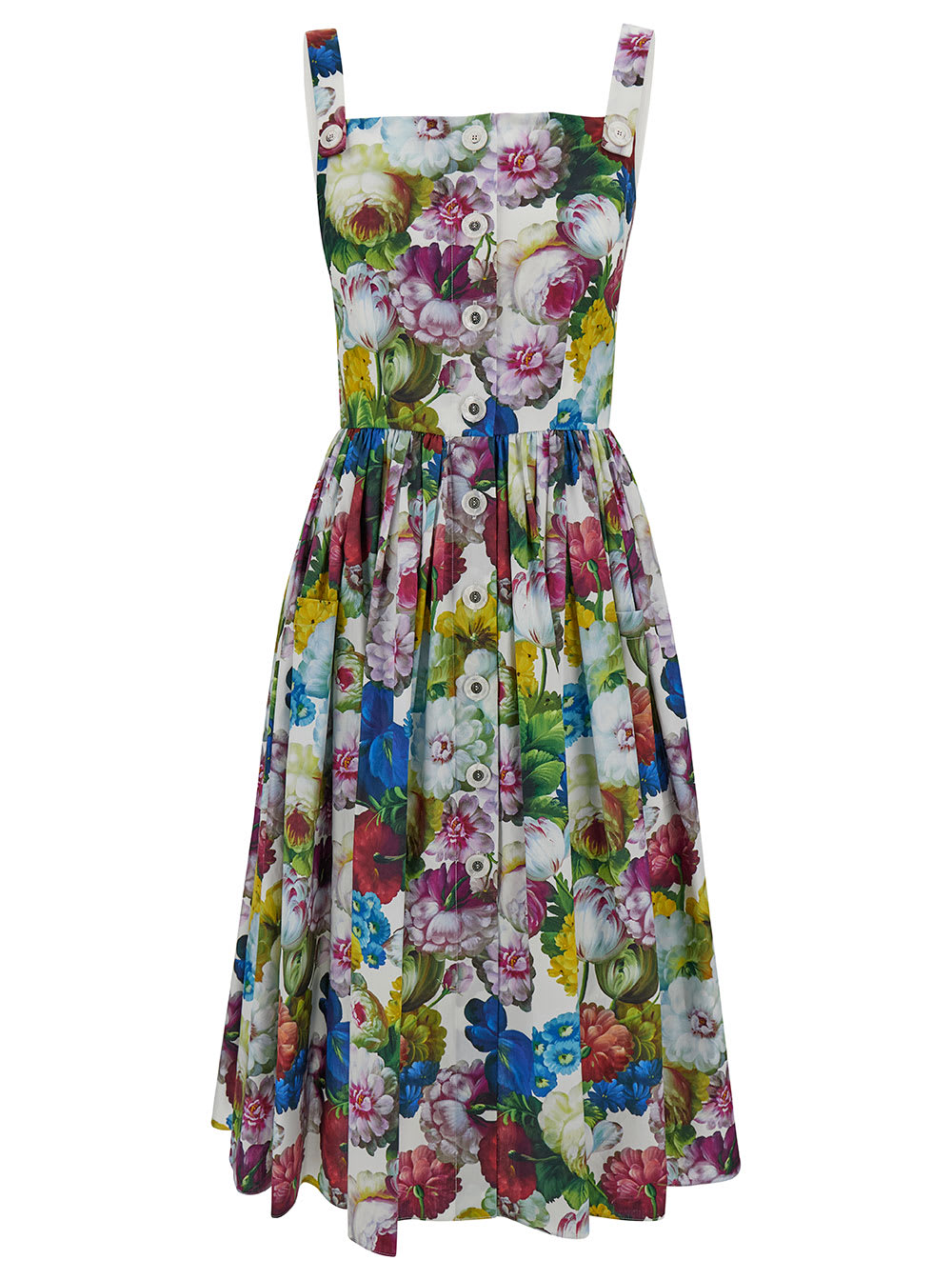Shop Dolce & Gabbana Fiore Notturno Dress In Multicolor