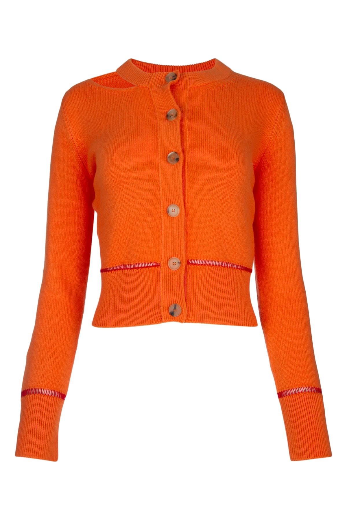 Shop Alexander Mcqueen Orange Wool Cardigan In 6079
