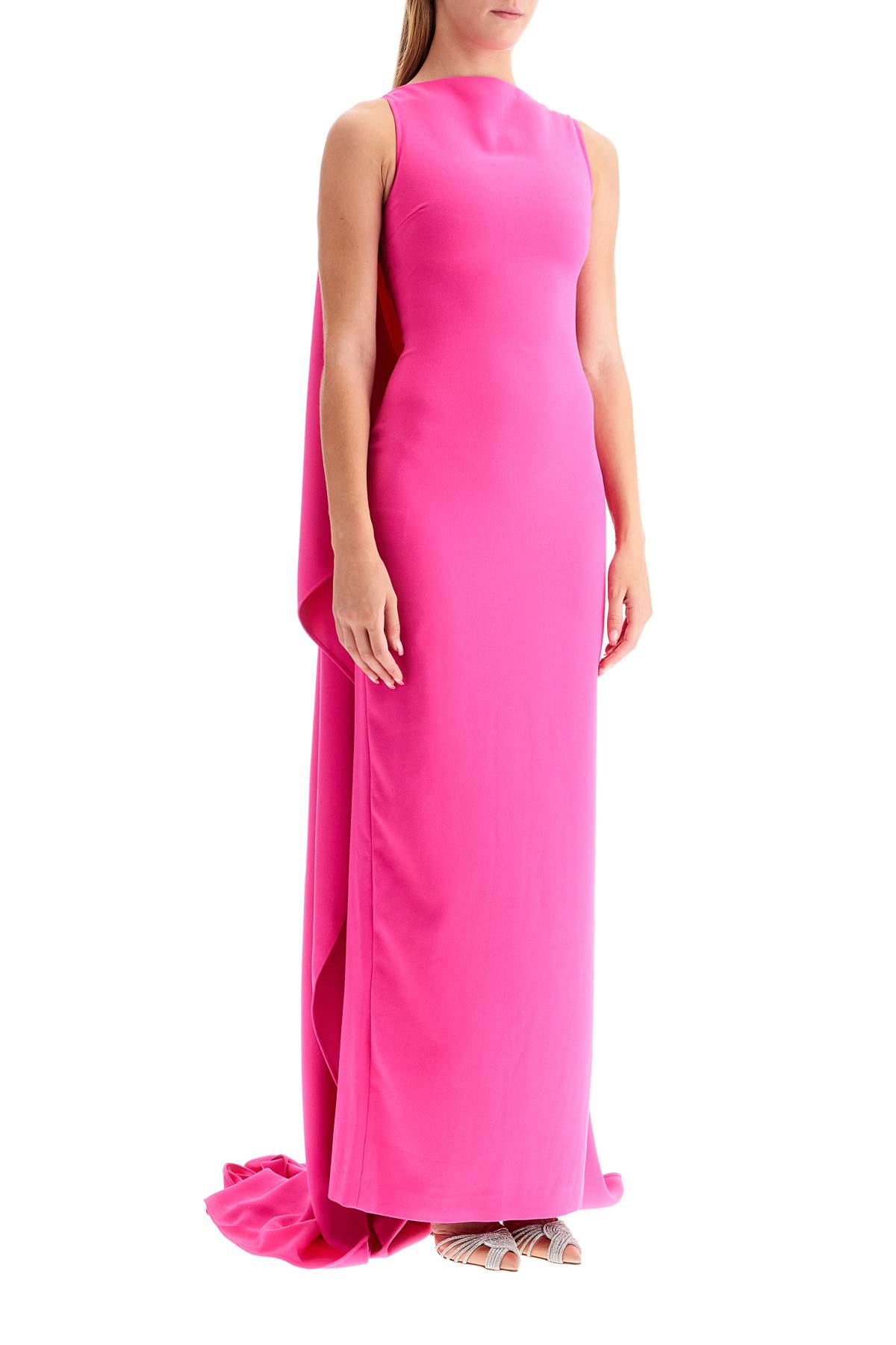 Shop Solace London Kaila Long Dress In Pink (fuchsia)