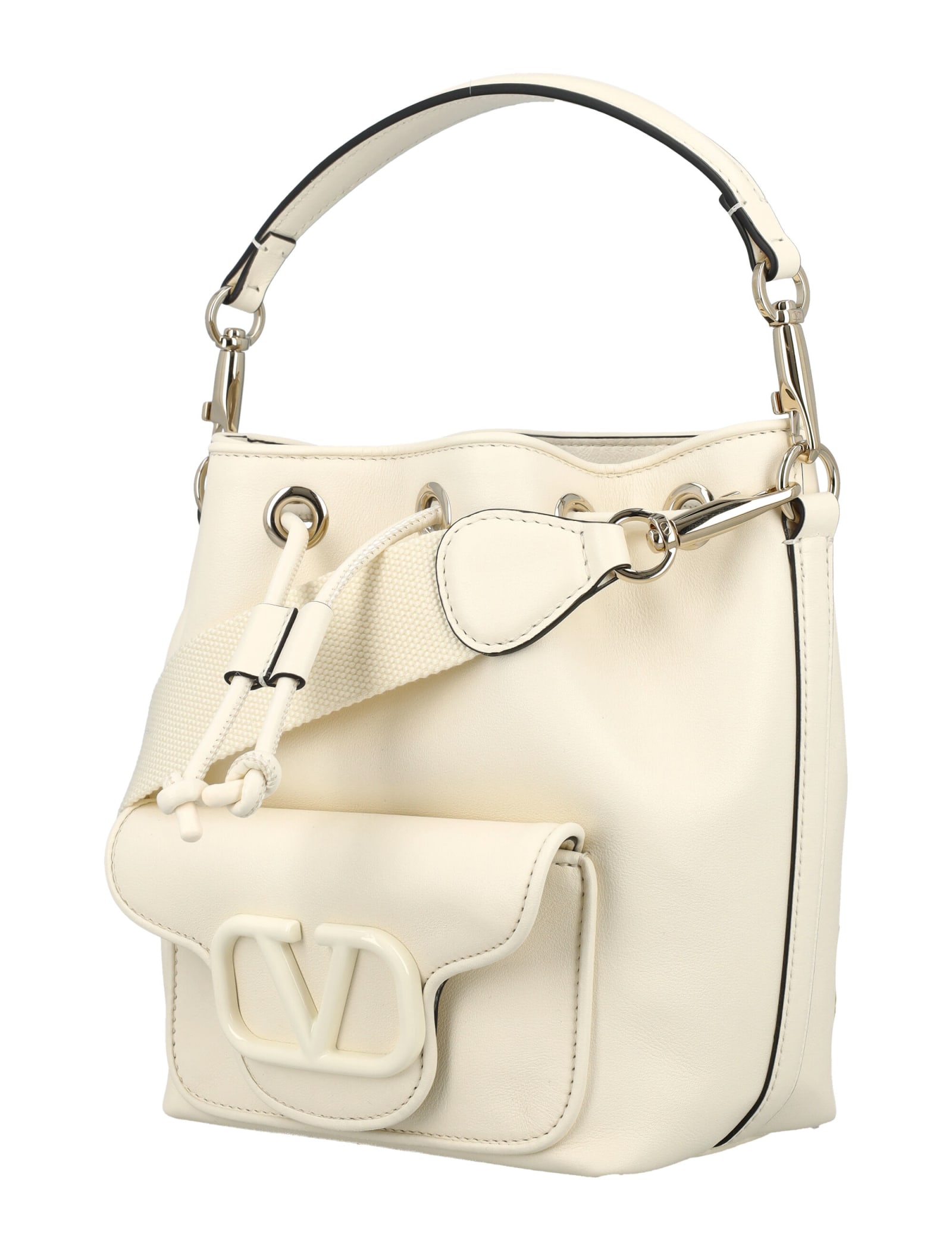 Shop Valentino Locò Bucket Bag In Ivory