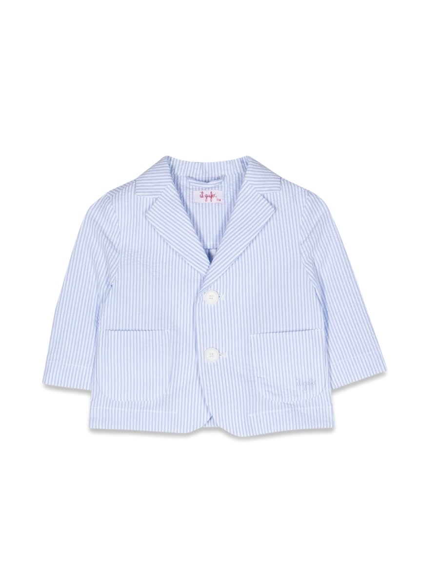 Il Gufo Striped Seersucker Blazer In Azure