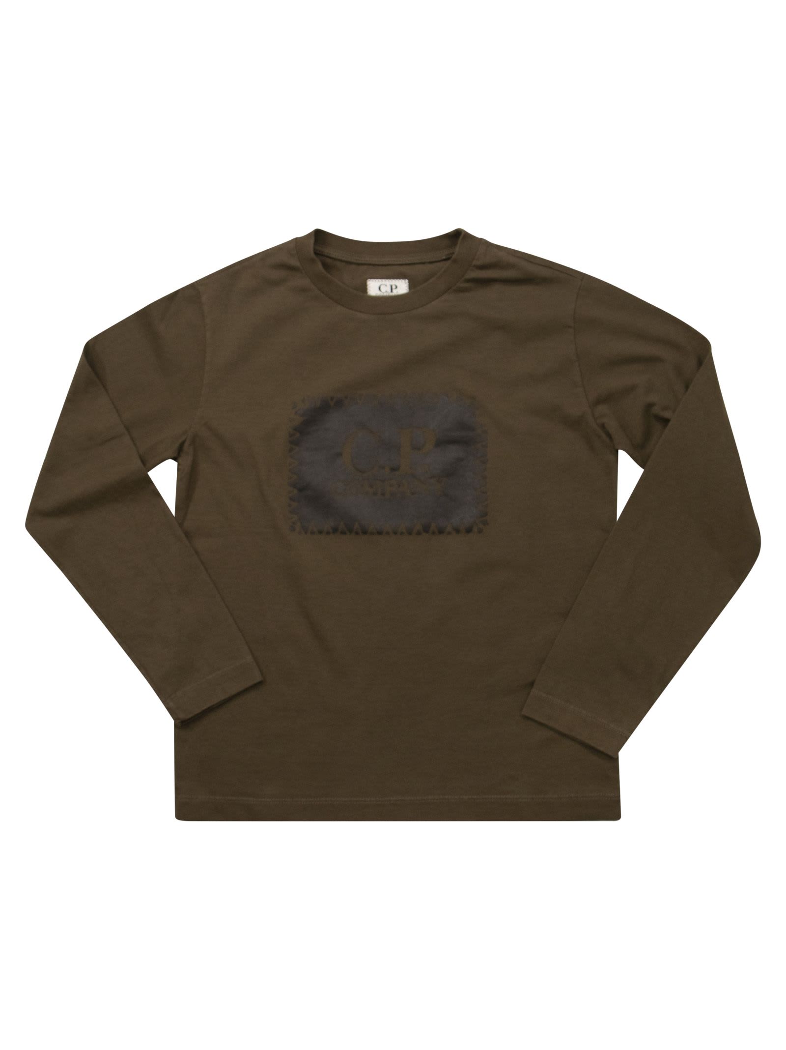 Shop C.p. Company Logo Long Sleeved T-shirt In Forest