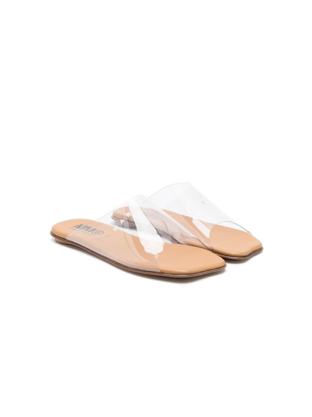 MM6 MAISON MARGIELA TRANSPARENT SANDALS WITH LOGO PRINT