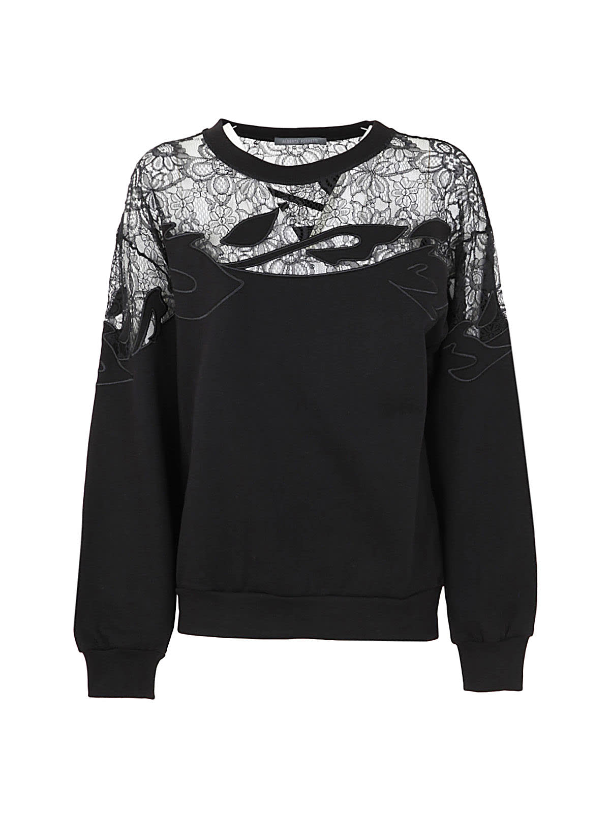 Alberta Ferretti Round Neck Sweater In Nero
