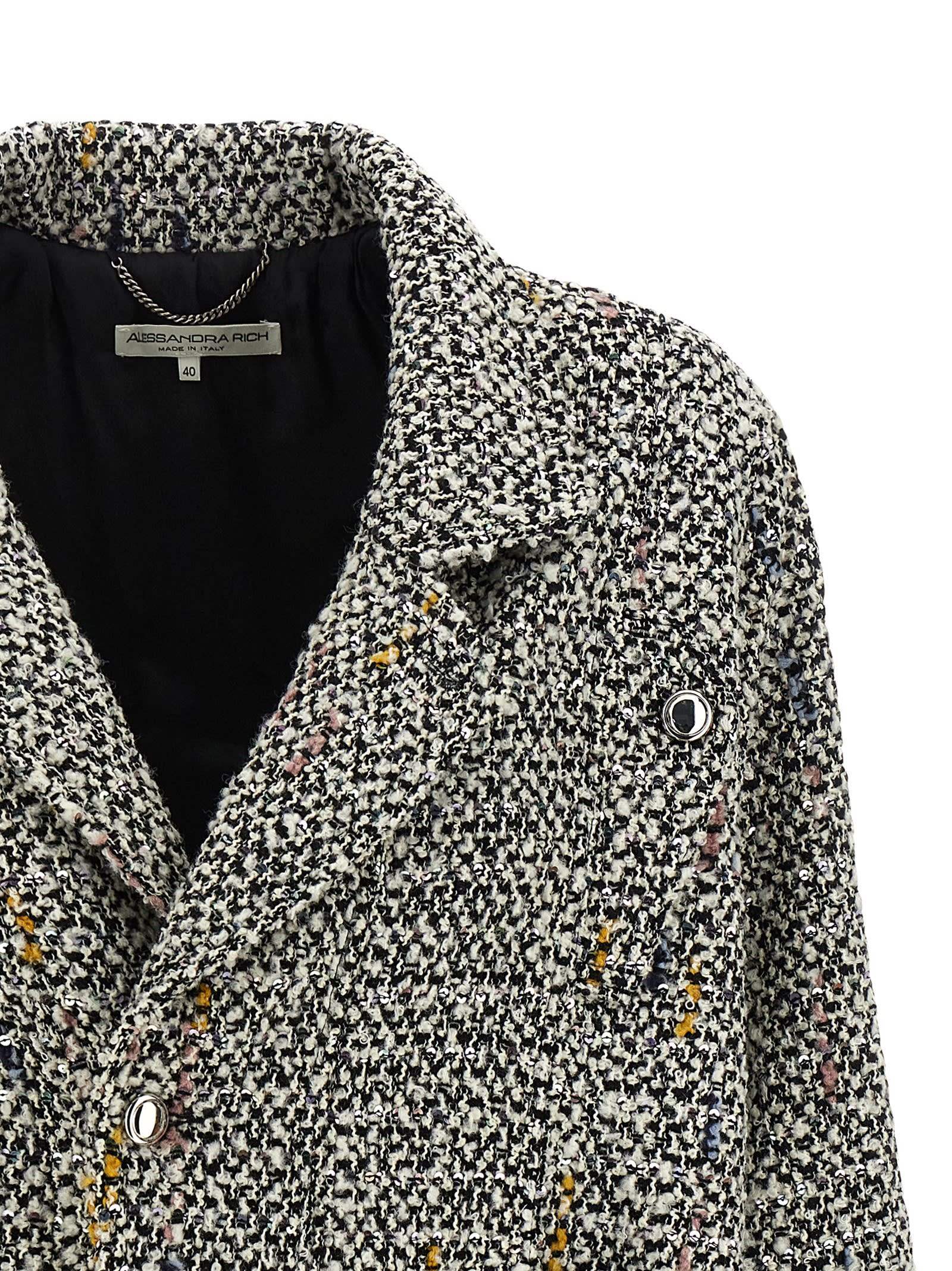 Alessandra Rich Multicolor Tweed Blazer In Neutral