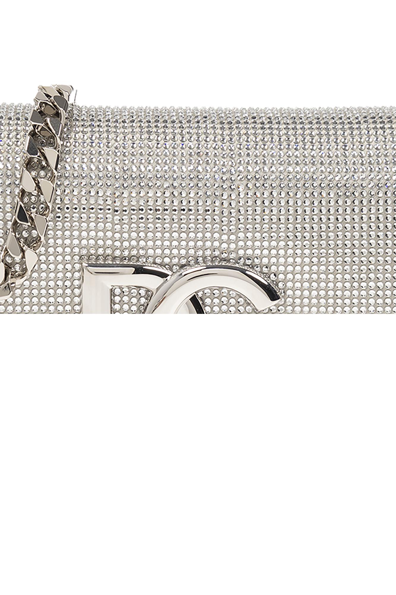 Shop Dolce & Gabbana Shoulder Bag With Crystals In Argento