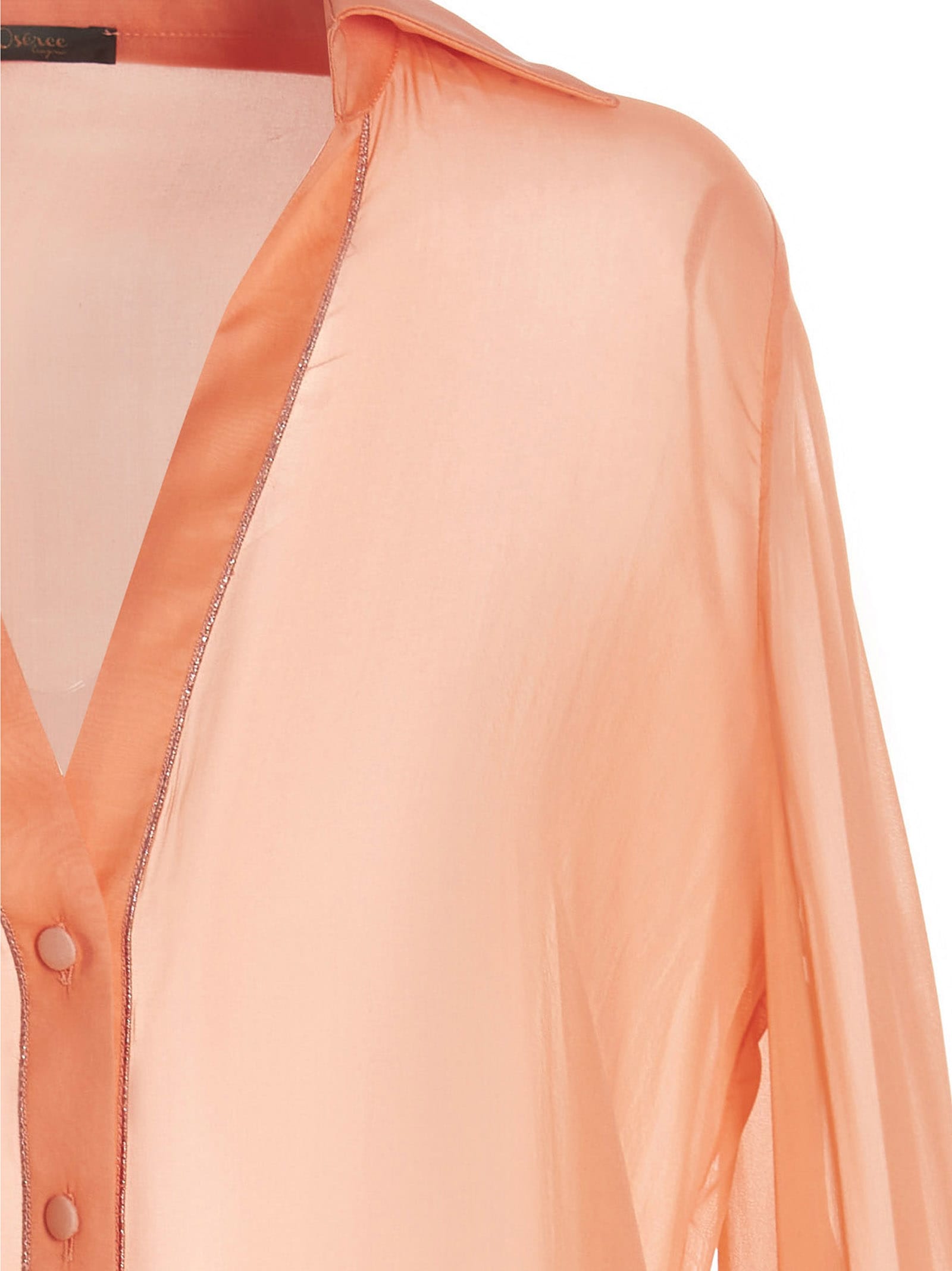 Shop Oseree Feather Silk Shirt In Pink