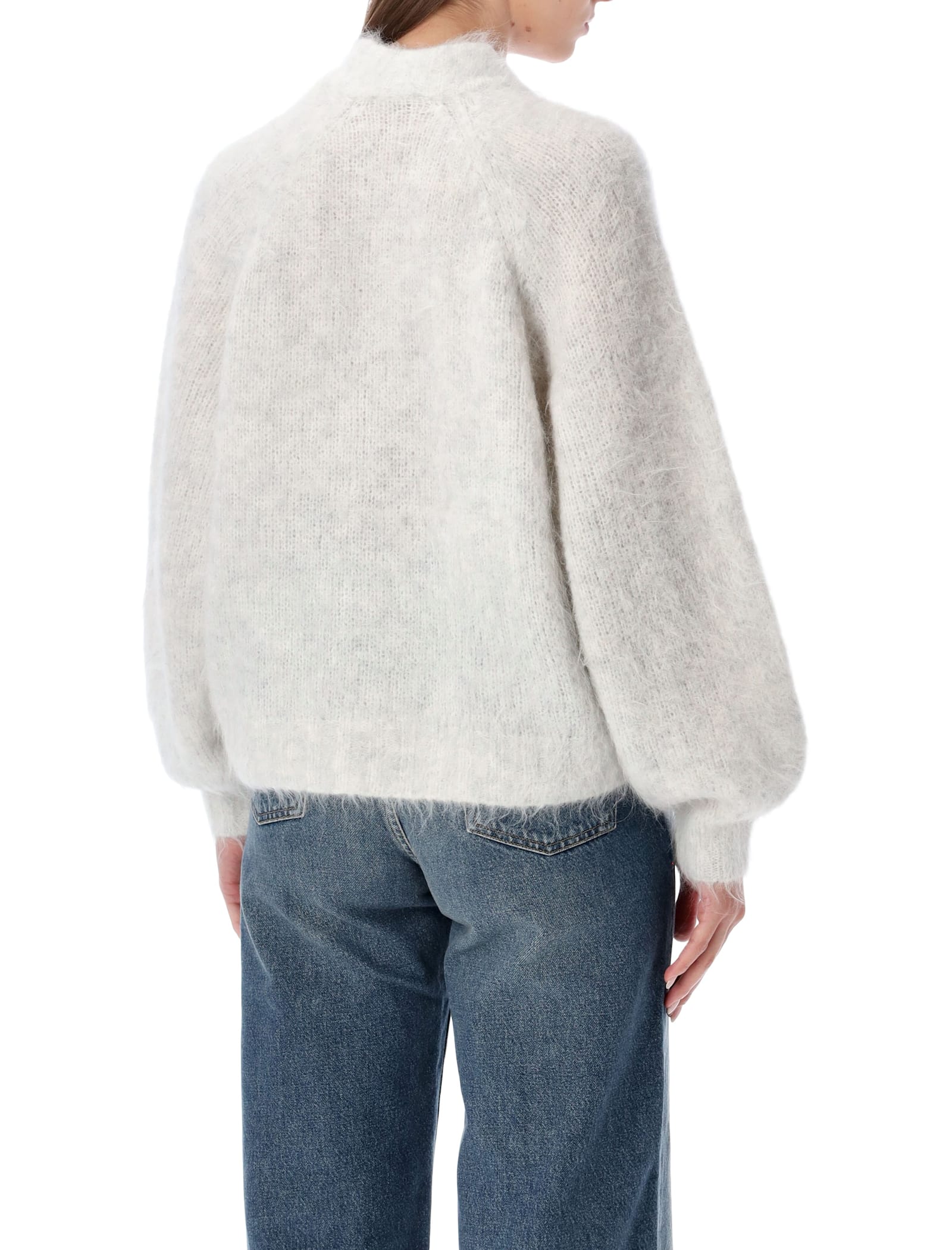 American Vintage Niby Cropped Mohair Cardigan In White